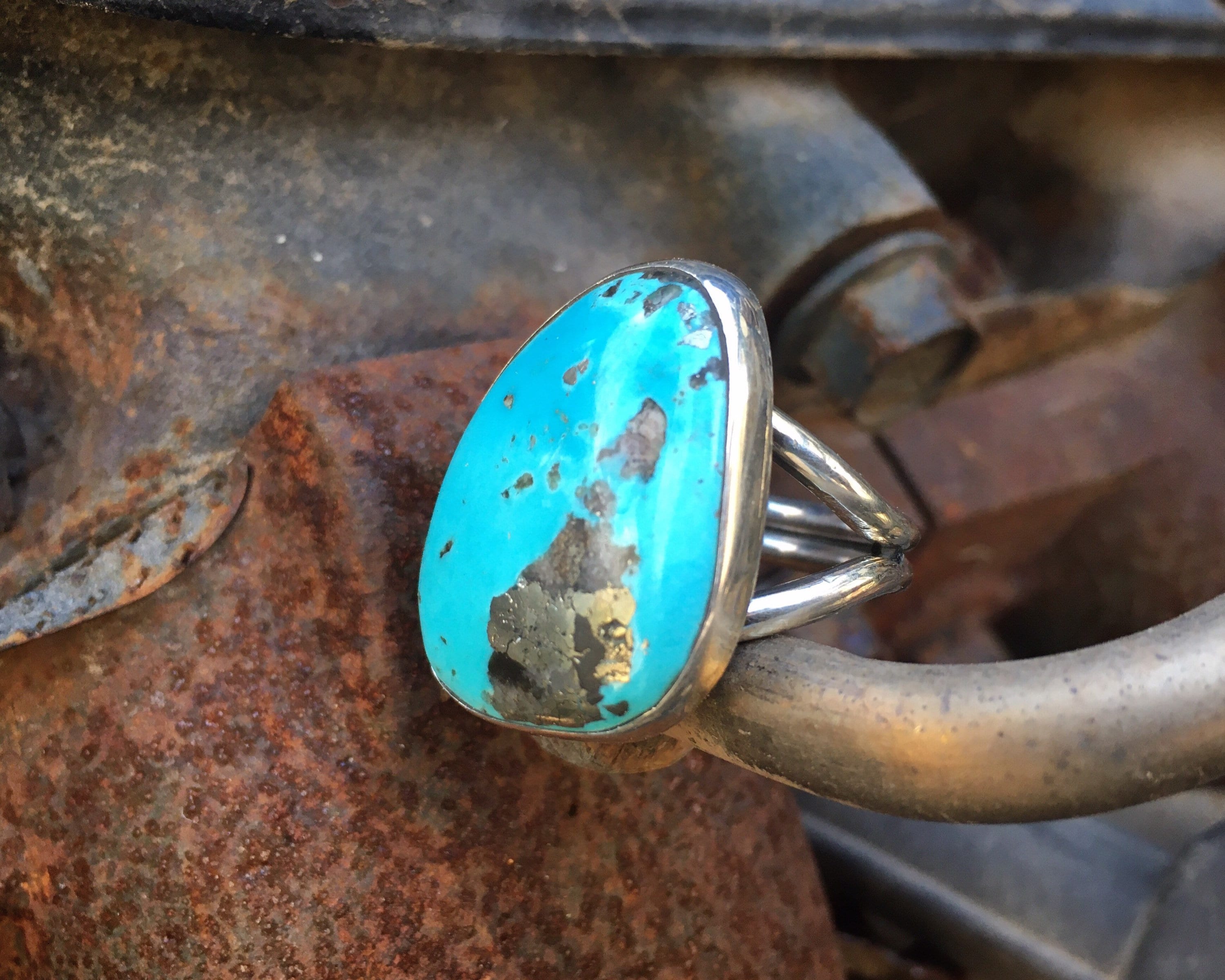 Morenci Turquoise Ring Size 12 for Men Women, Native American