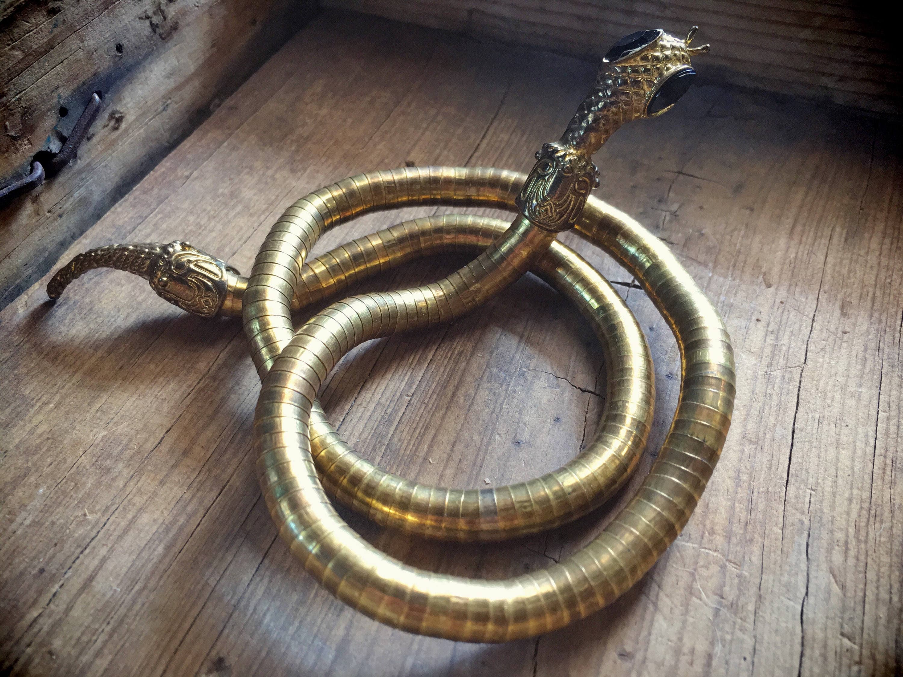 Vintage brass snake flex bracelet or choker Cleopatra Halloween costume
