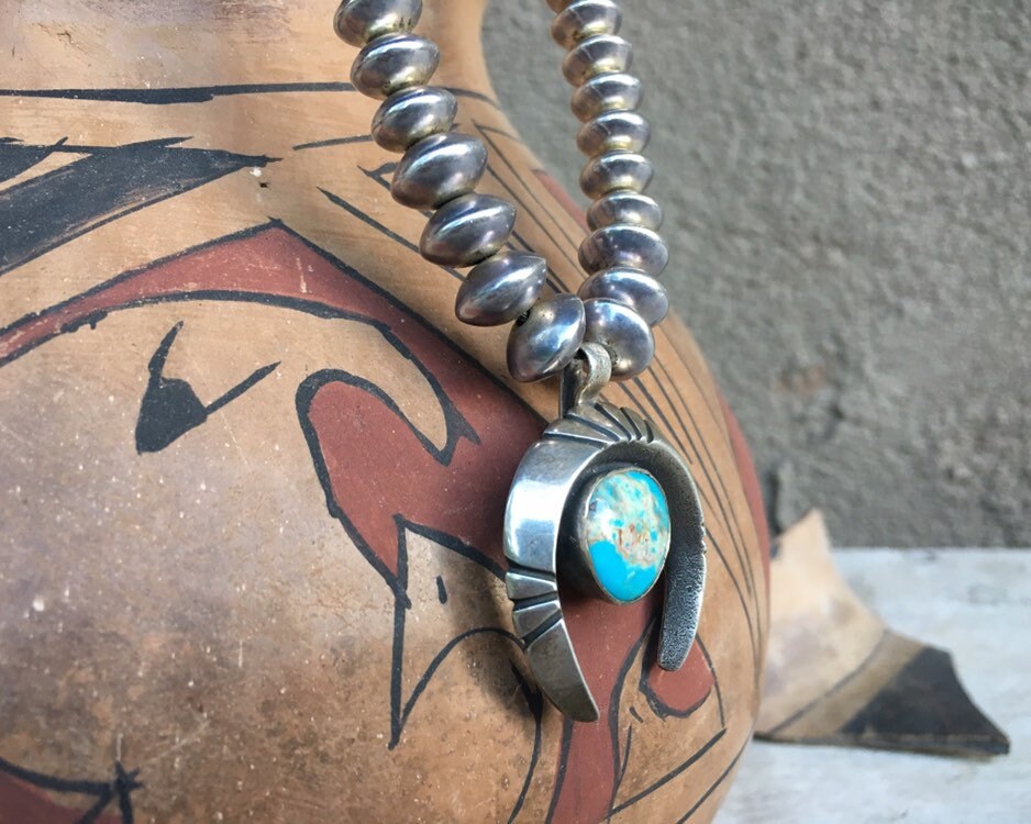 Turquoise Naja Pendant with Silver Bead Chain Necklace for Turquoise Naja Pendant with Silver Bead Chain Necklace for