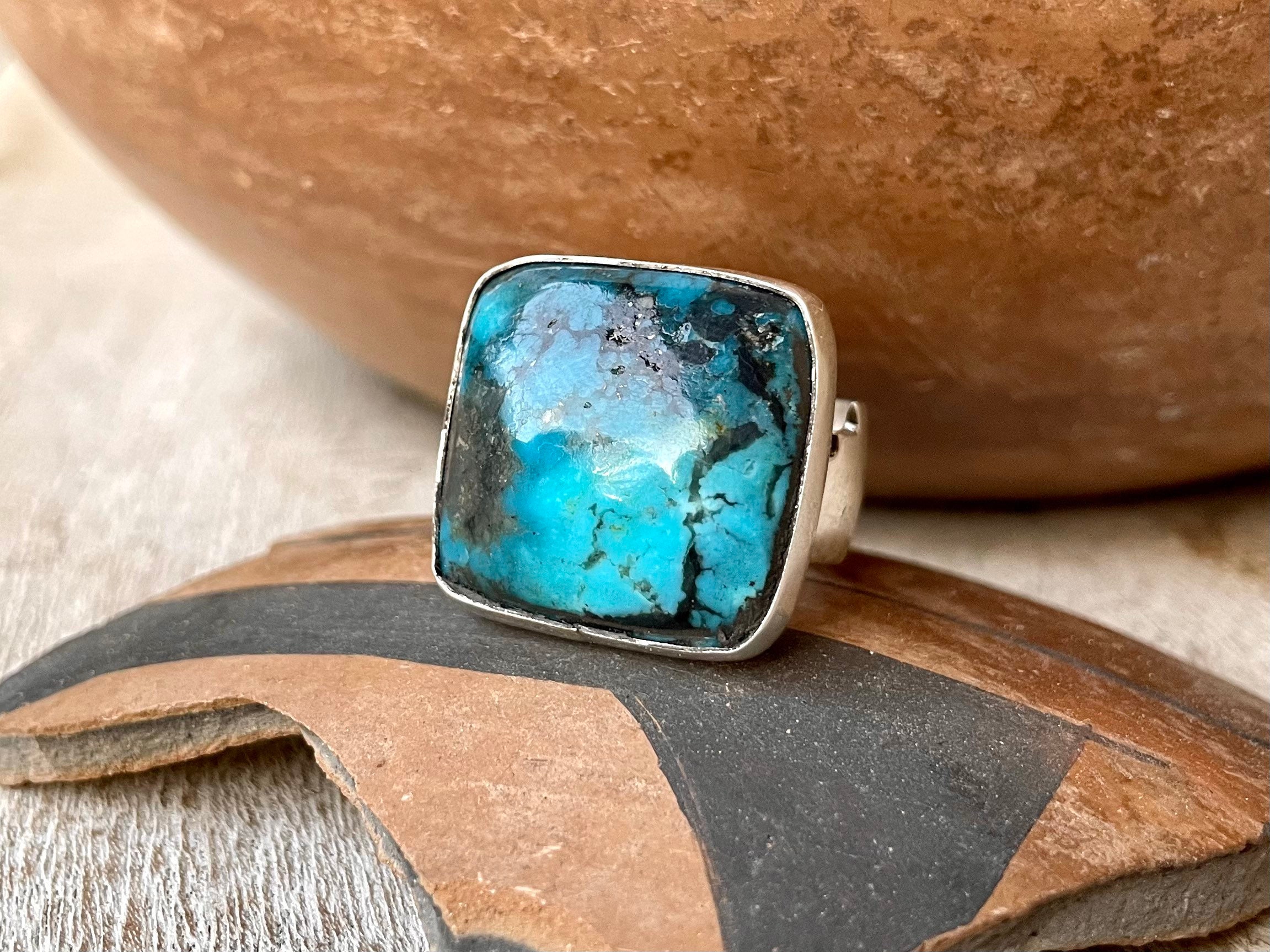 Amazing Vintage Navajo 'Domed Bisbee Turquoise' Native American Jewelry Silver Earrings Amazing Vintage Navajo 'Domed Bisbee Turquoise' Native American Jewelry Silver Earrings