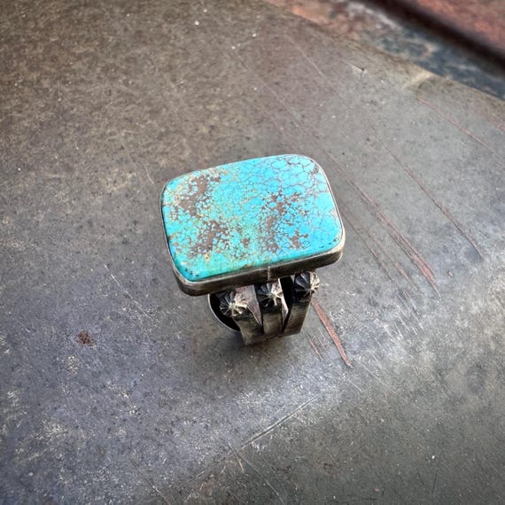 Simple Rectangle Matrixed Turquoise Ring Approx S… - image 7