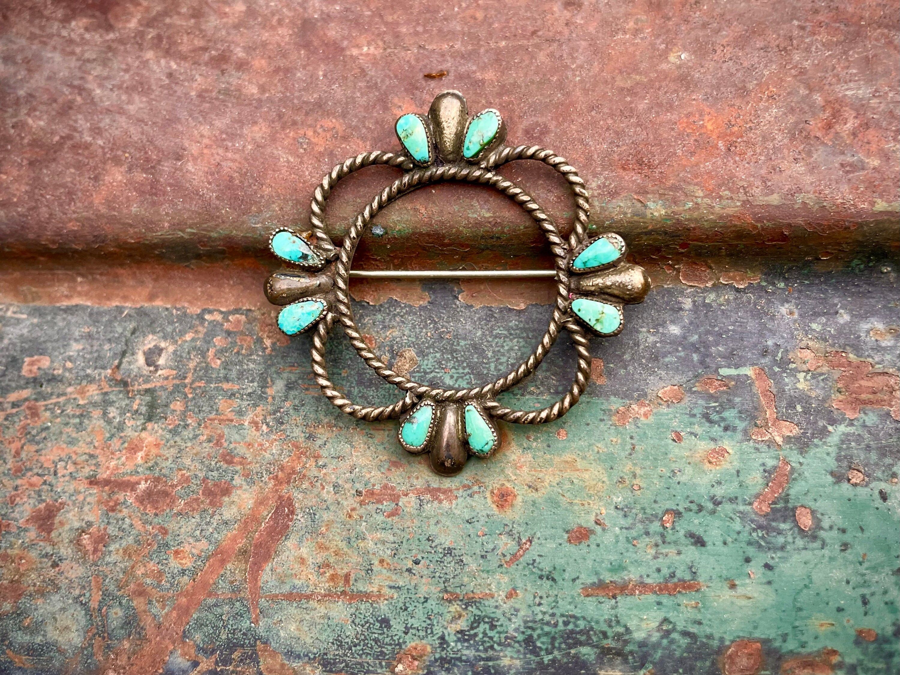 Whimsical Vintage Native American Navajo Sleeping Beauty Turquoise Sterling Silver Pin Old Whimsical Vintage Native American Navajo Sleeping Beauty Turquoise Sterling Silver Pin Old