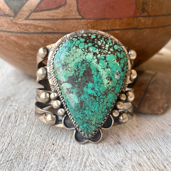 Huge Thicker Vintage Native American Navajo Teardrop Coral Sterling Silver Ring Old Huge Thicker Vintage Native American Navajo Teardrop Coral Sterling Silver Ring Old