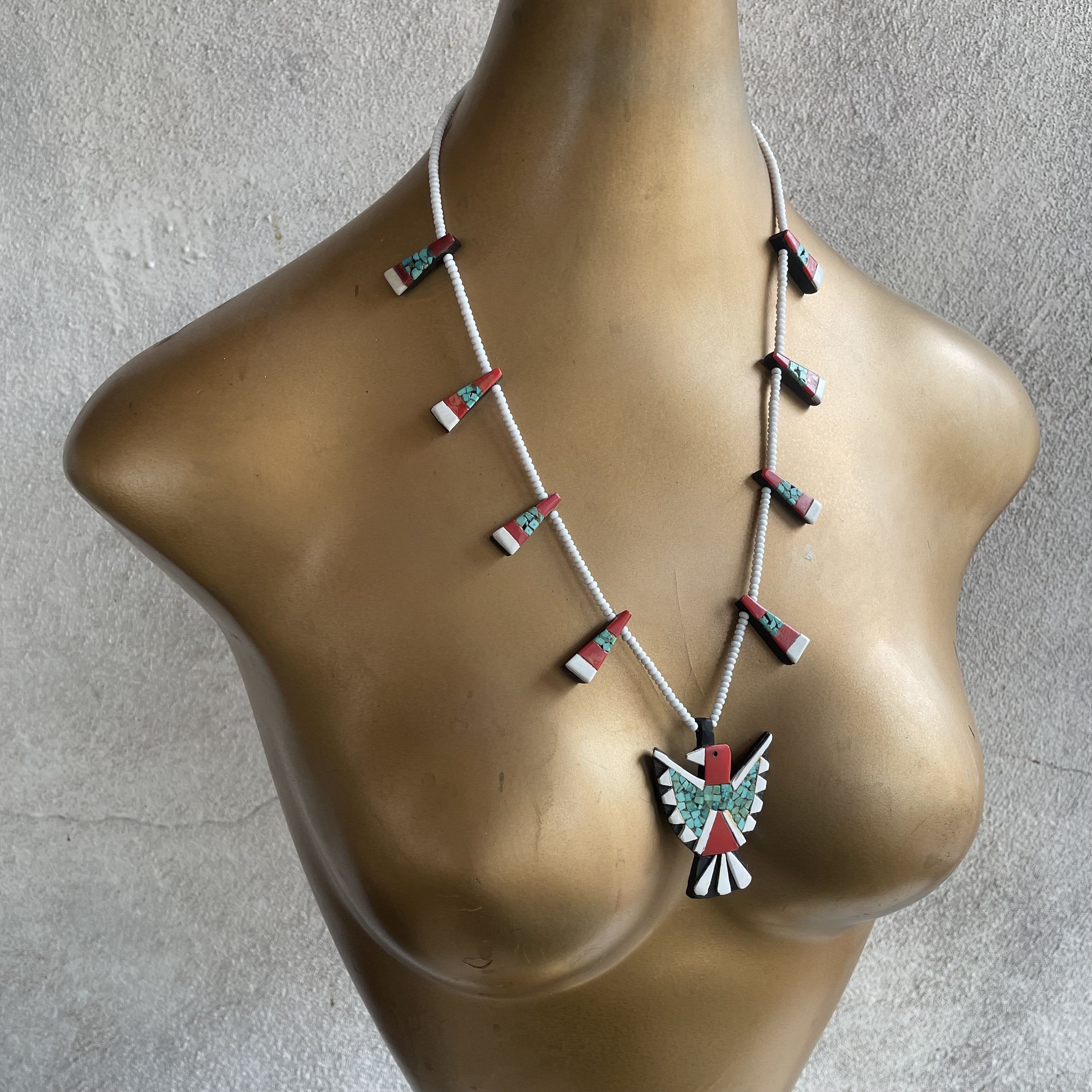 Depression Era Santo Domingo Pueblo Thunderbird Necklace (Repaired