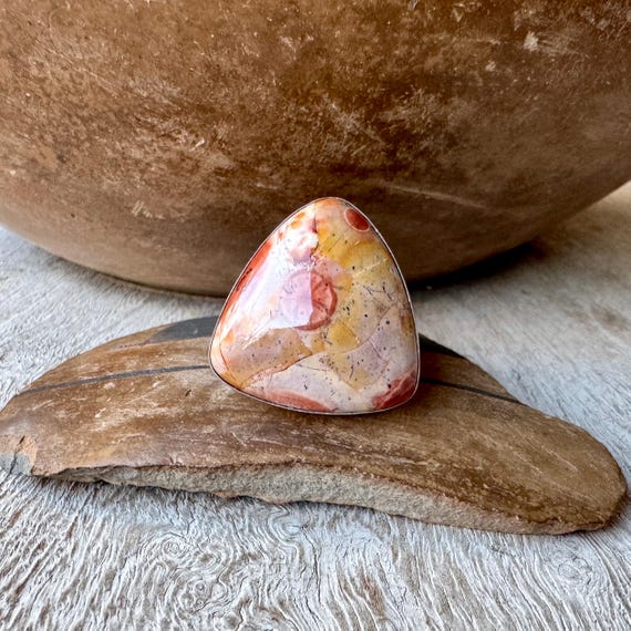 Simple Sterling Silver Agate Ring Approx Size 8, … - image 14