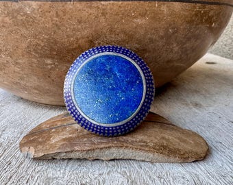 Vintage Lapis Lazuli Raised Tribal Silver Ring Size 9.5, Heavy 23g