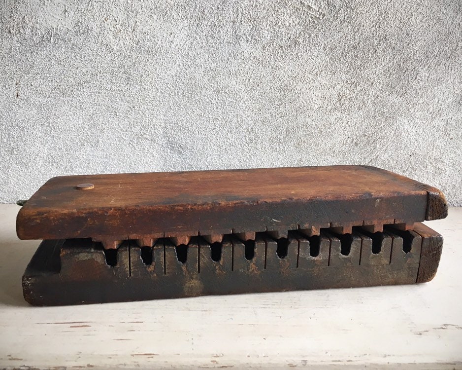 Antique Wooden Cigar Mold 10 Slot Press Box, Vintage Tobacciana