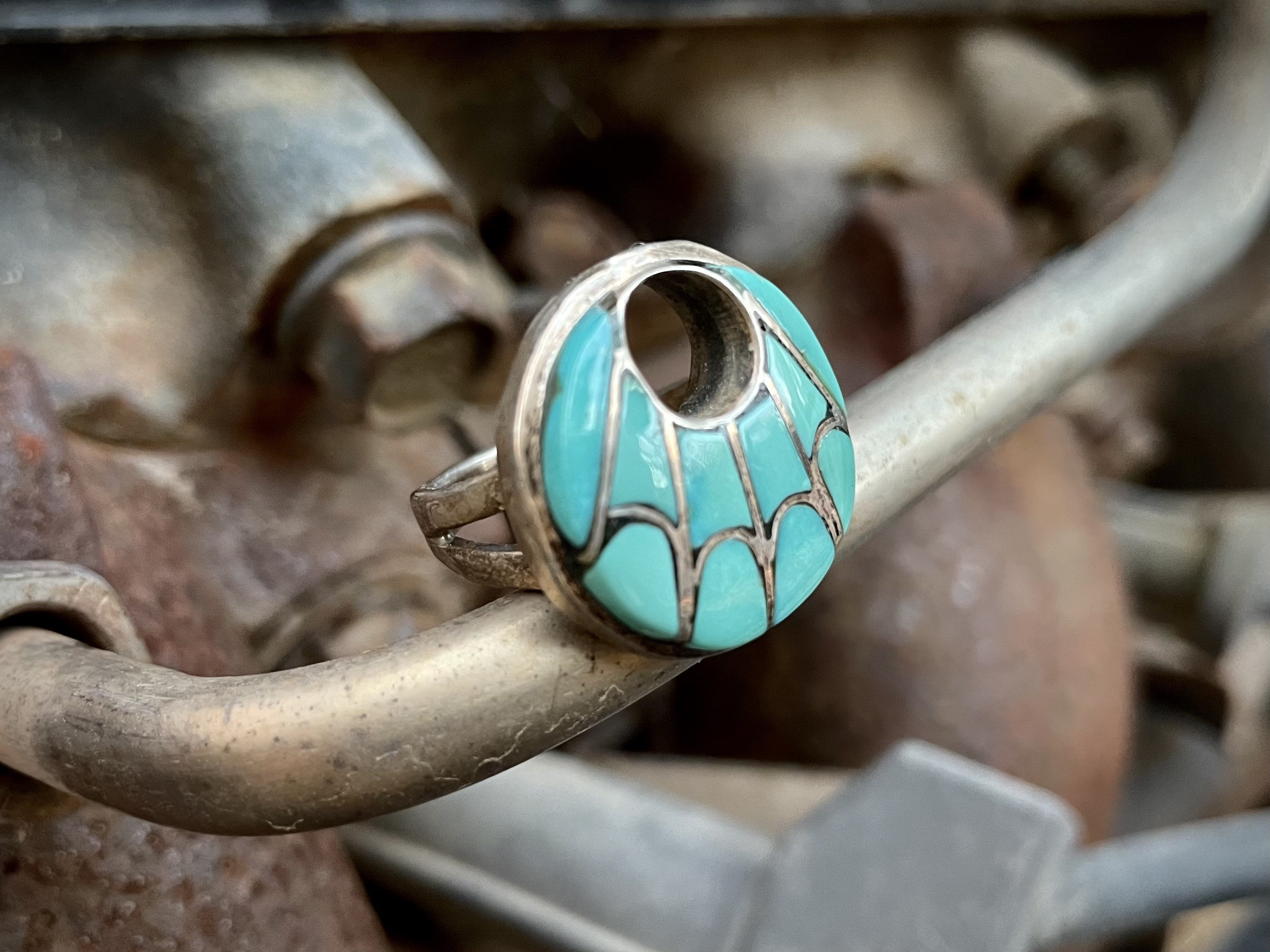 Detailed Hummingbird Vintage Native American Zuni Turquoise Sterling Silver Inlay Earrings Detailed Hummingbird Vintage Native American Zuni Turquoise Sterling Silver Inlay Earrings