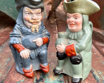 Pair of Antique German Falstaff Toby Jugs Attributed to Schafer & Vater, Circa 1910-1920s