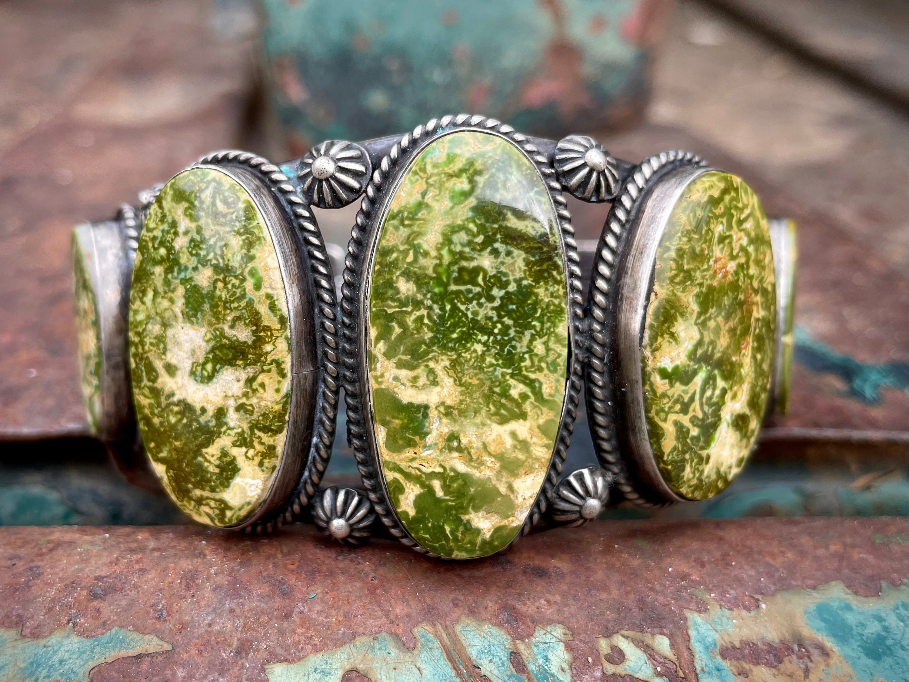 Native American Important Vintage Emma Linkin Turquoise Sterling Silver Bracelet Native American Important Vintage Emma Linkin Turquoise Sterling Silver Bracelet