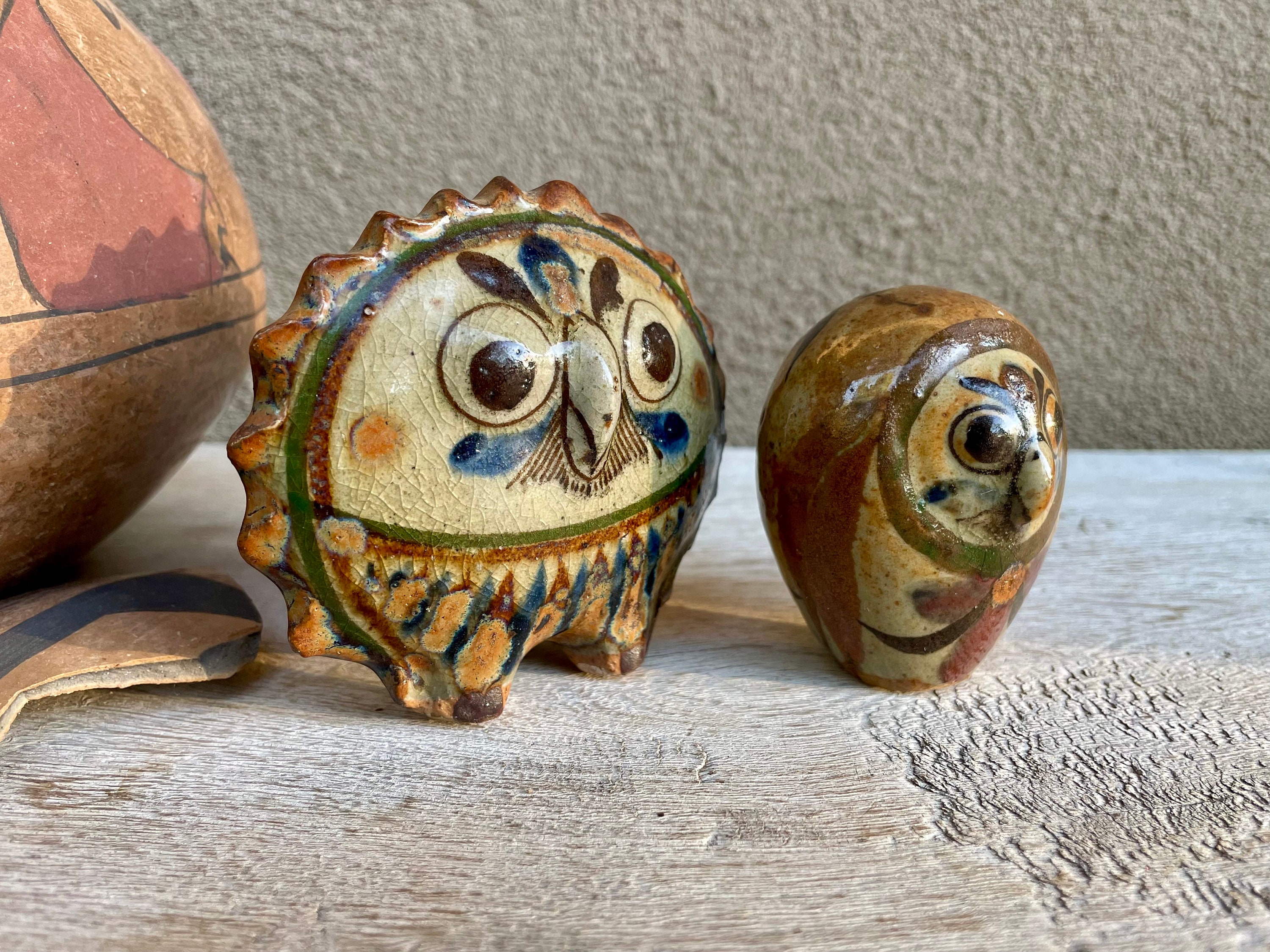 Pair of Very Small Vintage Jorge Wilmot Ceramic Owl Figurines, Tonalá ...