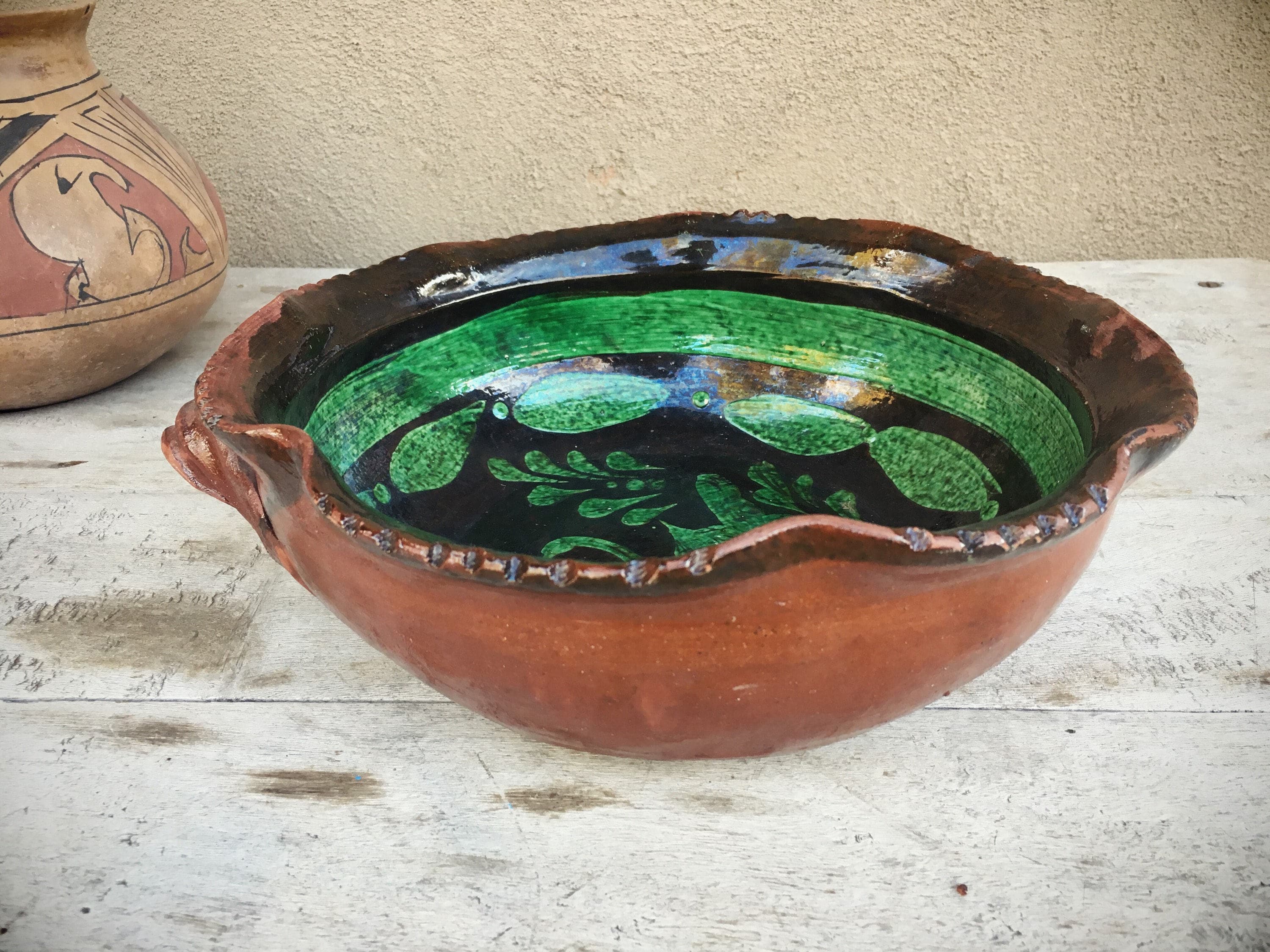 Vintage Mexican Pottery Bowl Patamban Green Glaze Rustic Decor Il Fullxfull.1491240735 A05z