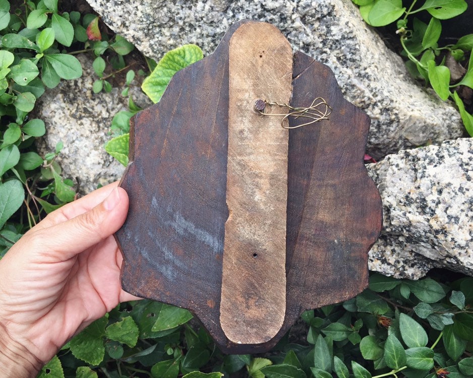 Antique Wood Block Printing Stamp Wall Hanging, Batik Stamp, Boho Decor Primitive Art