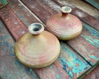 Vintage Japanese Bizen Pottery Small Weed Vase or Sake Bottle, Hand Made Art Studio Ceramics