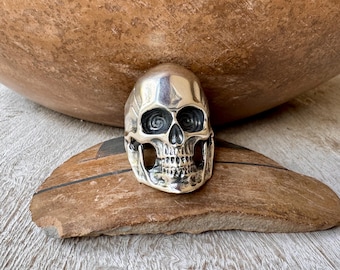 Sterling Silver Skeleton Skull Ring Approx Size 10.25, Day of Dead Icon, Rock and Roll Style