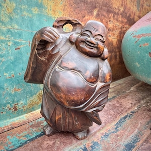 木彫　布袋様　Carved wooden Hotei 木彫り-布袋様