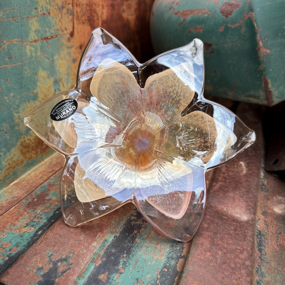 Murano 花柄 ペーパーウェイト ムラーノアートガラスの花型ペーパーウェイト（ステム付き