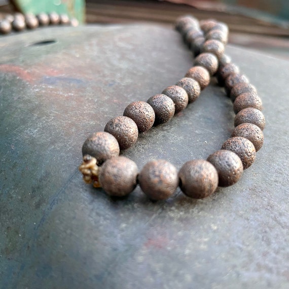Vintage Textured Copper Bead Necklace w/ Simple C… - image 5