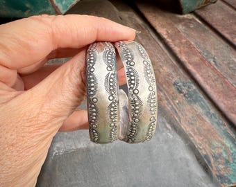 Stamped Sterling Silver Half Hoop Earrings Largeish Size, Navajo Vince Platero