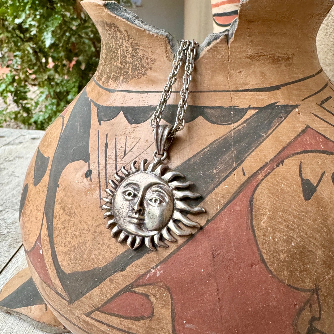 925 Sterling Silver Vintage Sun Face Pendant | eBay