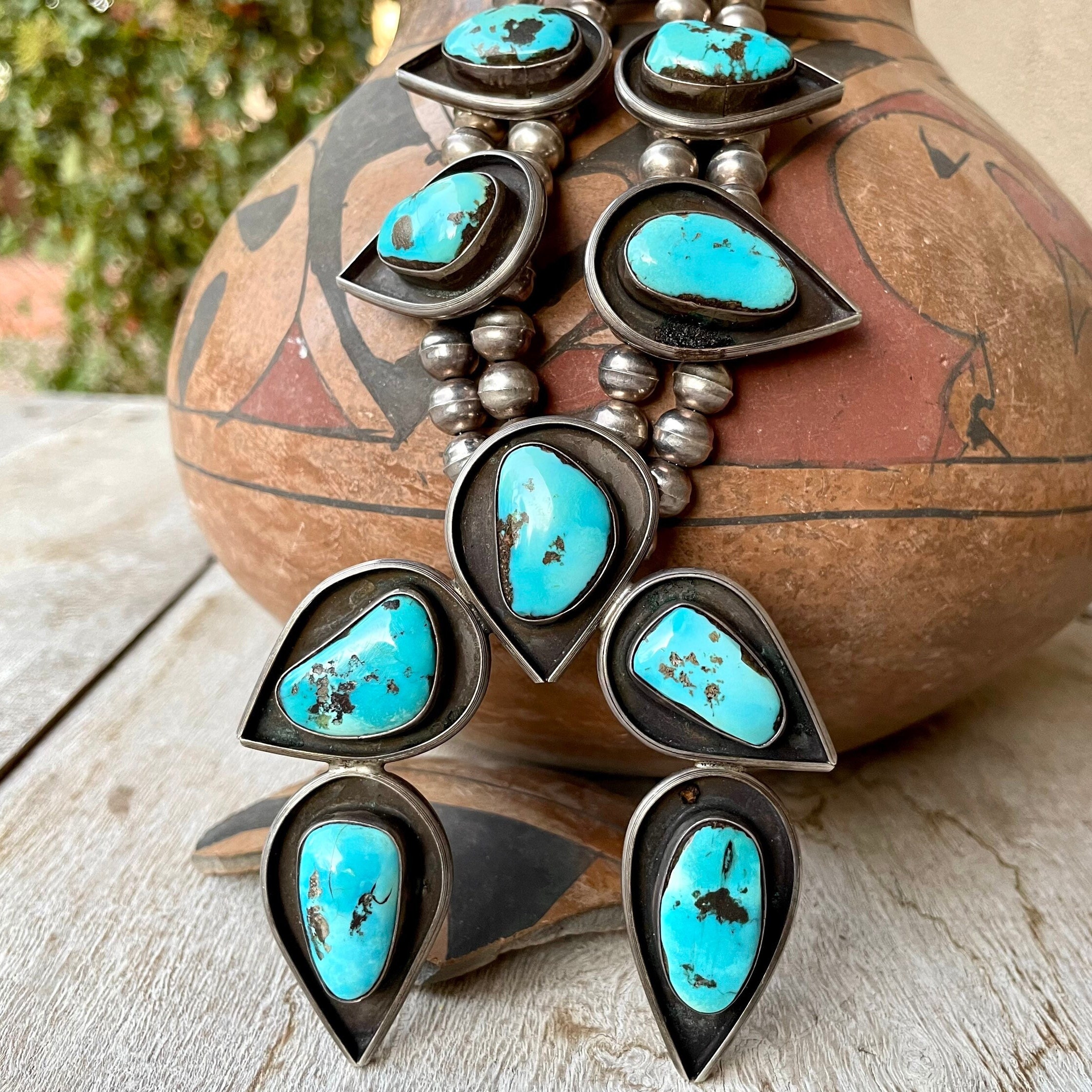 PRIVATE LAYAWAY- VIVID BLUE VINTAGE NAVAJO TURQUOISE SQUASH BLOSOM NECKLACE PRIVATE LAYAWAY- VIVID BLUE VINTAGE NAVAJO TURQUOISE SQUASH BLOSOM NECKLACE