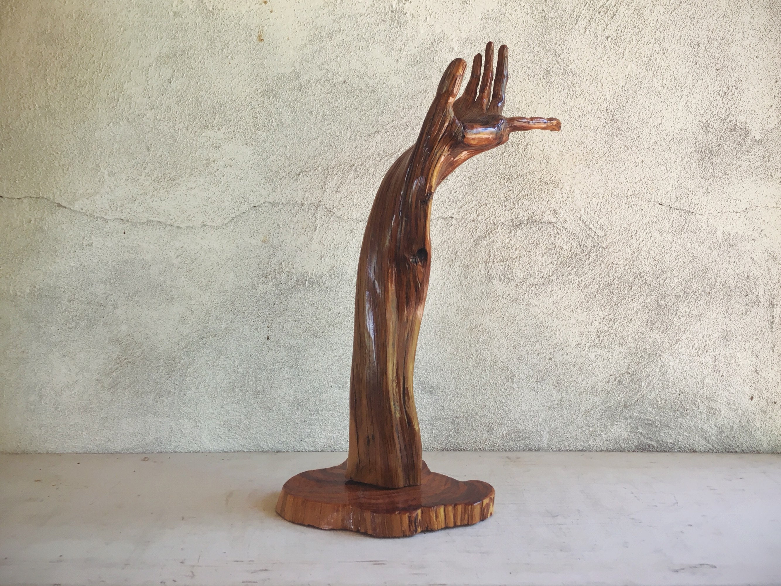 Burl Wood Hand Sculpture Natural Decor, Gift for Writer or Artist, Outsider Art Wood Carving