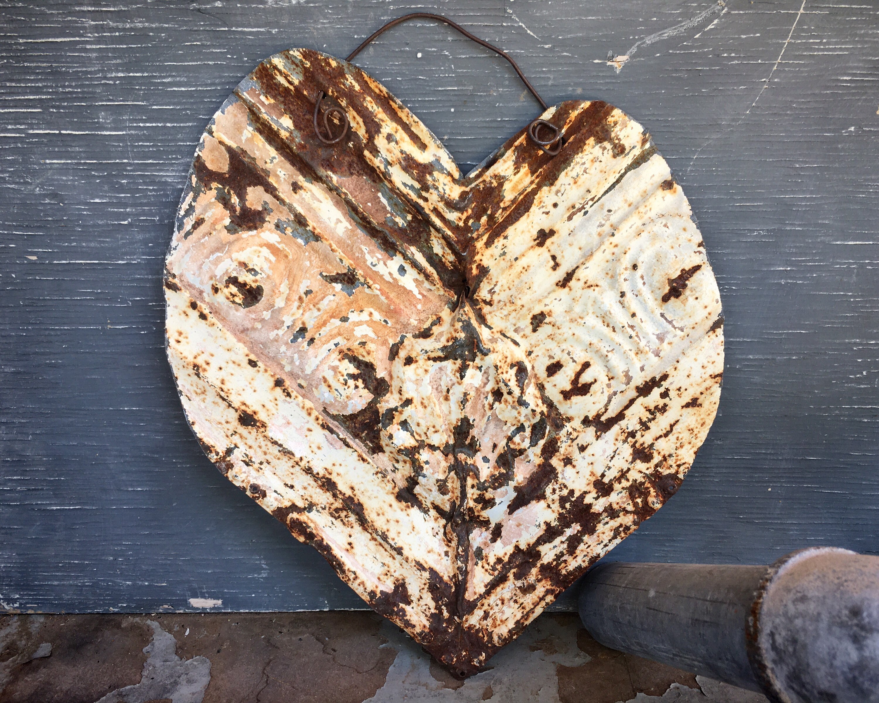 Upcycled Rusty Rustic Metal Heart Wall Hanging, Primitive Farmhouse Decor, Gate Door Decoration