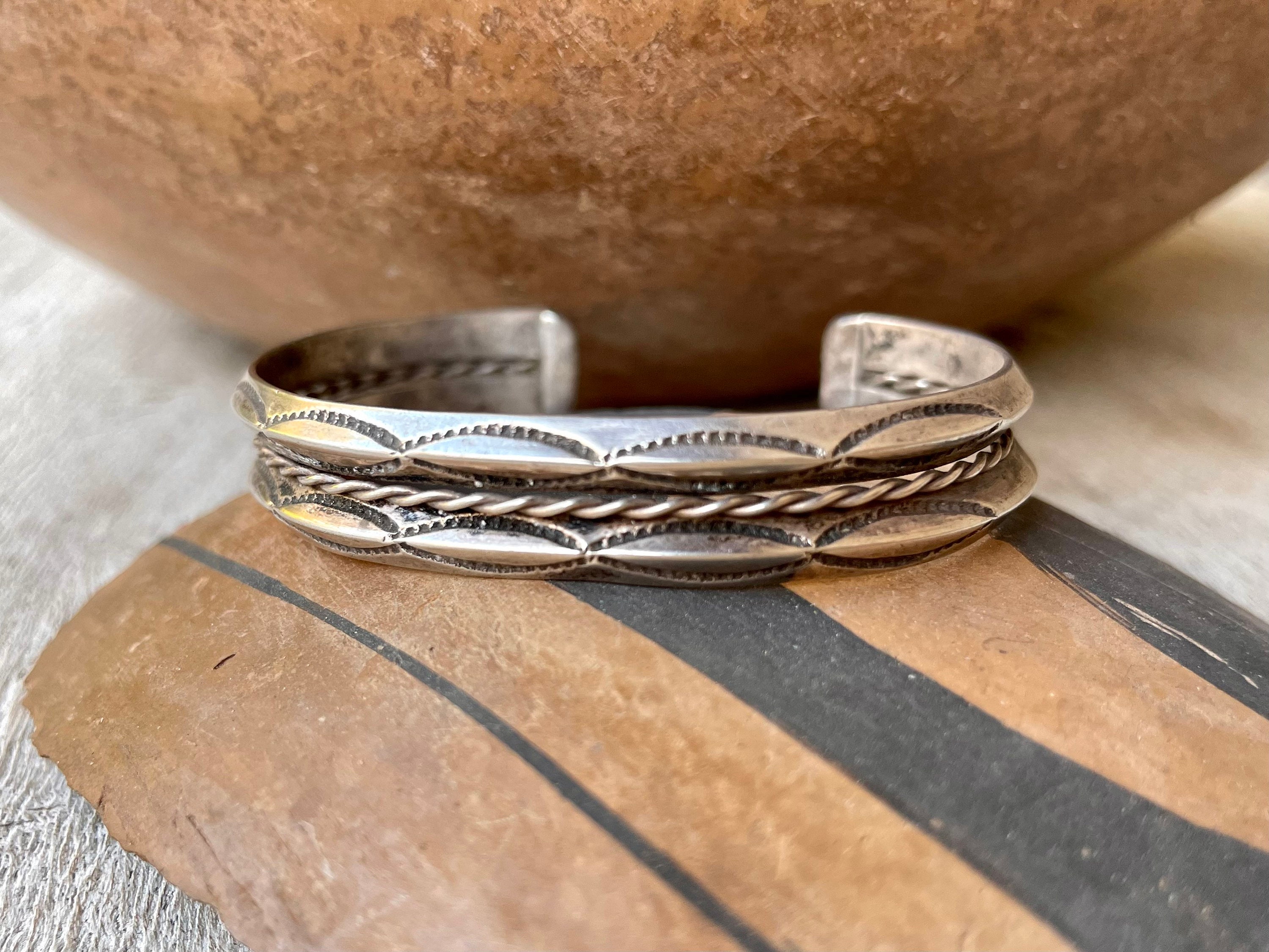 Some Of The Most Detailed Vintage Native American Navajo Sterling Silver Stamped Bracelet Some Of The Most Detailed Vintage Native American Navajo Sterling Silver Stamped Bracelet
