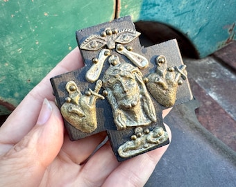 Small Mexican Milagro Wall Cross 2.5" x 2.5", Signed '93 C. Gonzalez