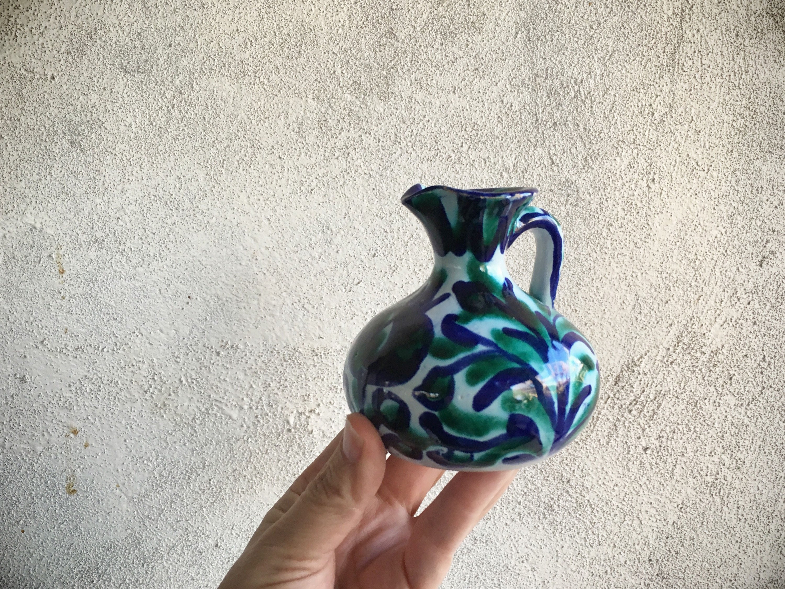 Vintage Granada Spain Pottery Cups and Saucers, Pomegranate Decor