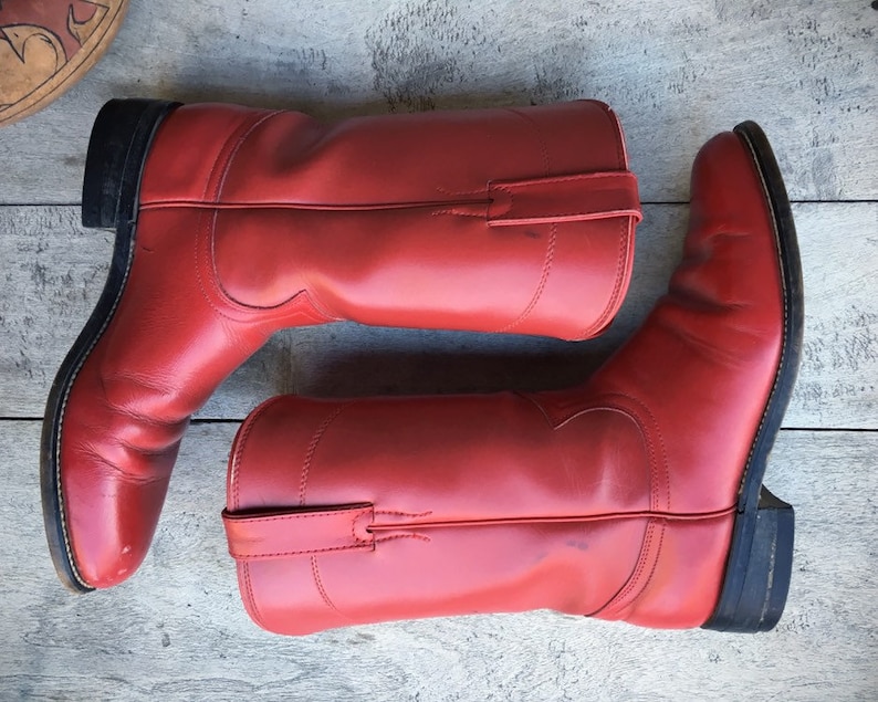 Vintage Women/'s Size 6.5 B Red Cowboy Boots for Women Ropers Rockabilly Leather Boots Fourth of July Cowgirl Boot Wonder Woman Costume