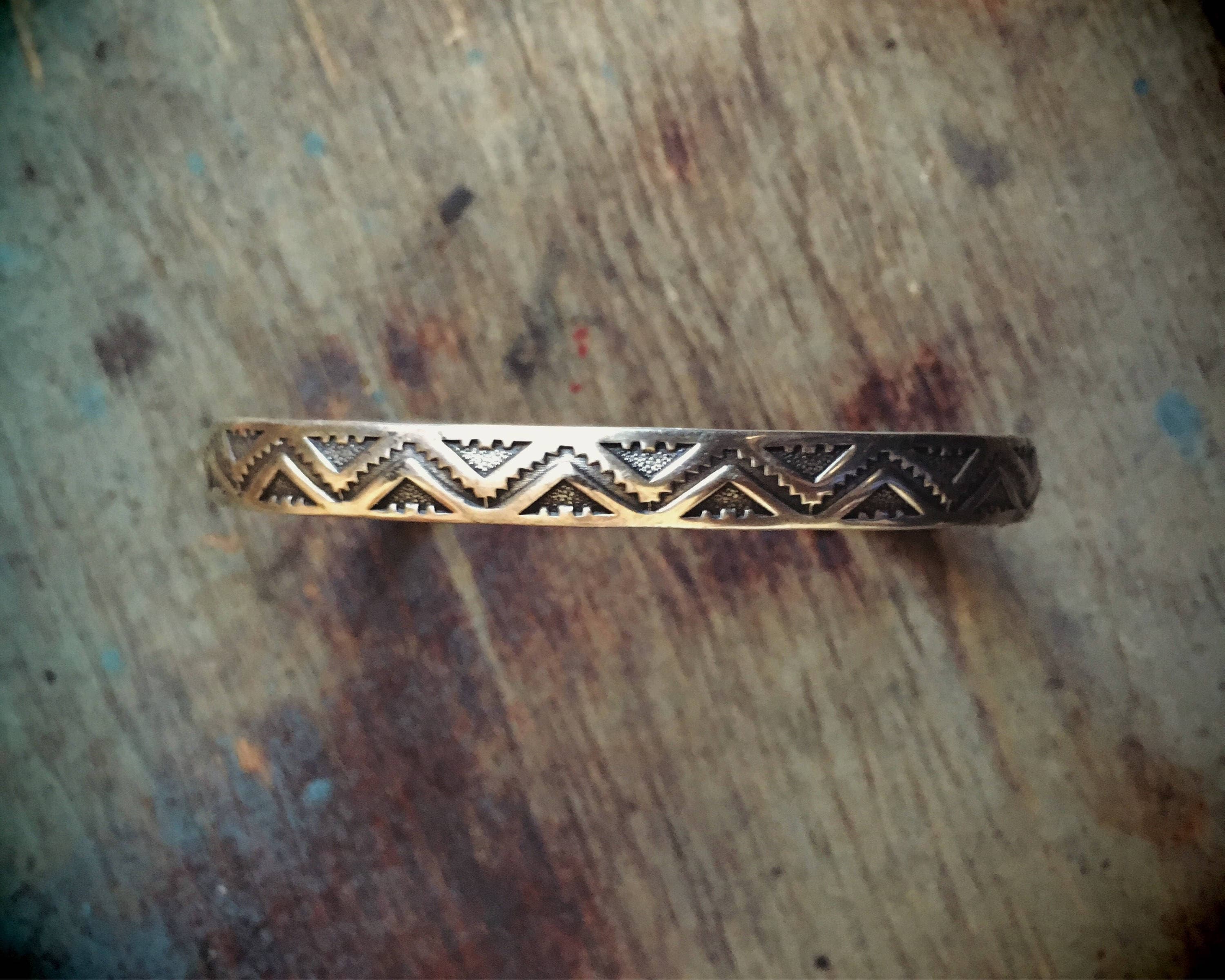 Sterling Silver Bracelet Native American Cuff Bracelet Women, Stamped