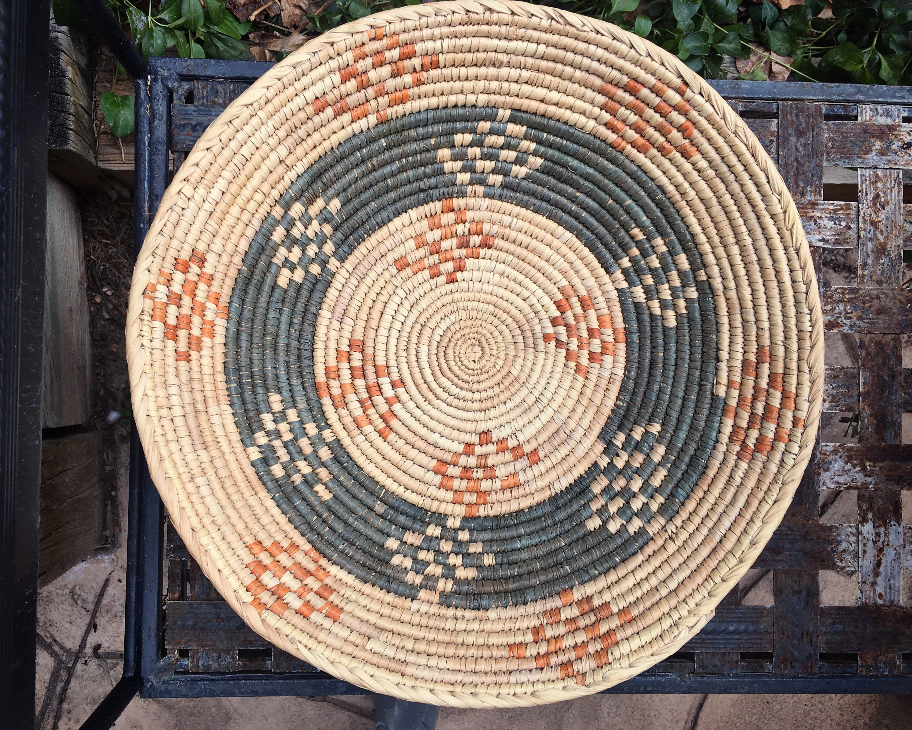 Shallow Woven Basket, Bohemian Decor, Southwestern Decor Native Style