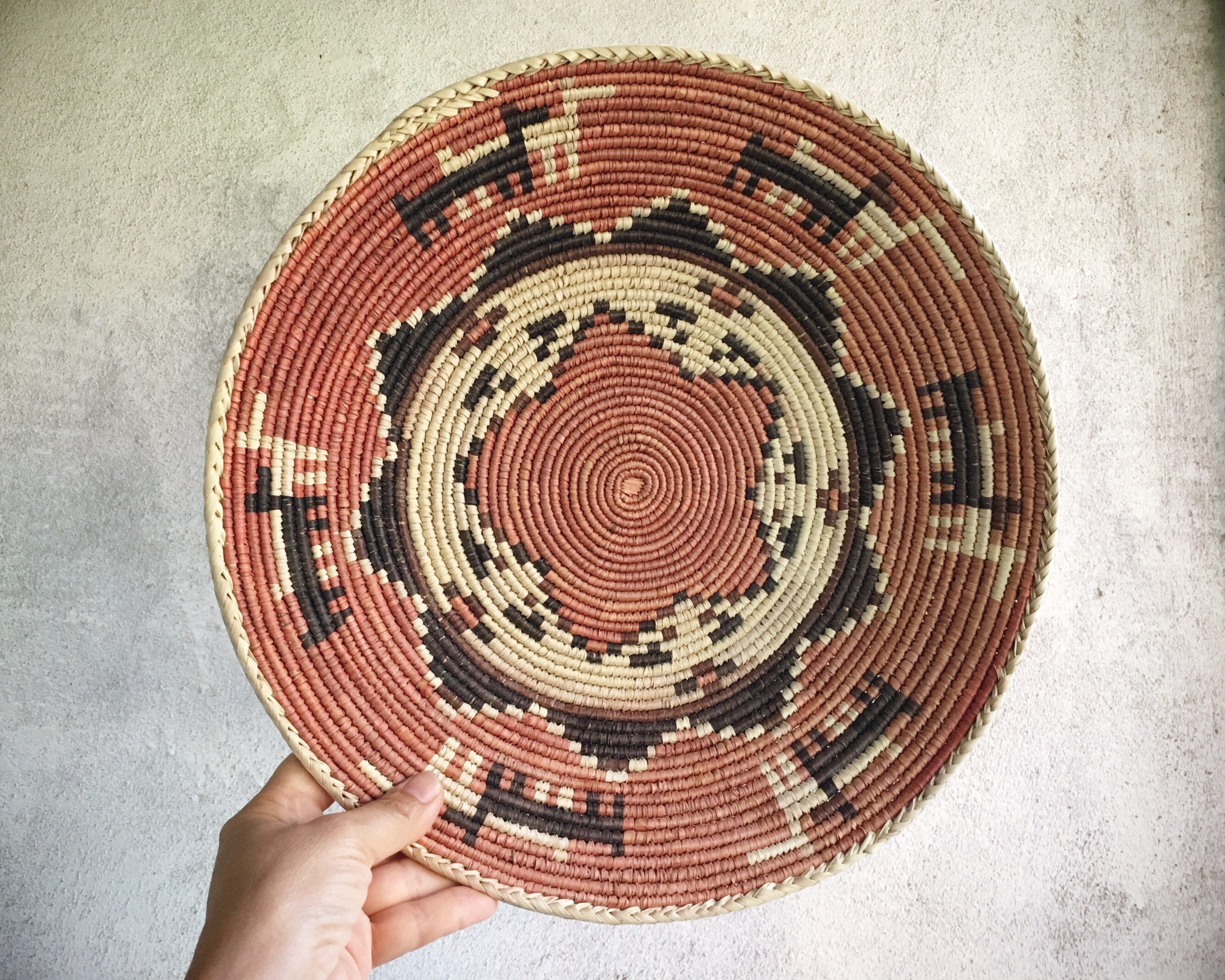 Shallow Basket for Wall Bohemian Decor, Southwestern Decor