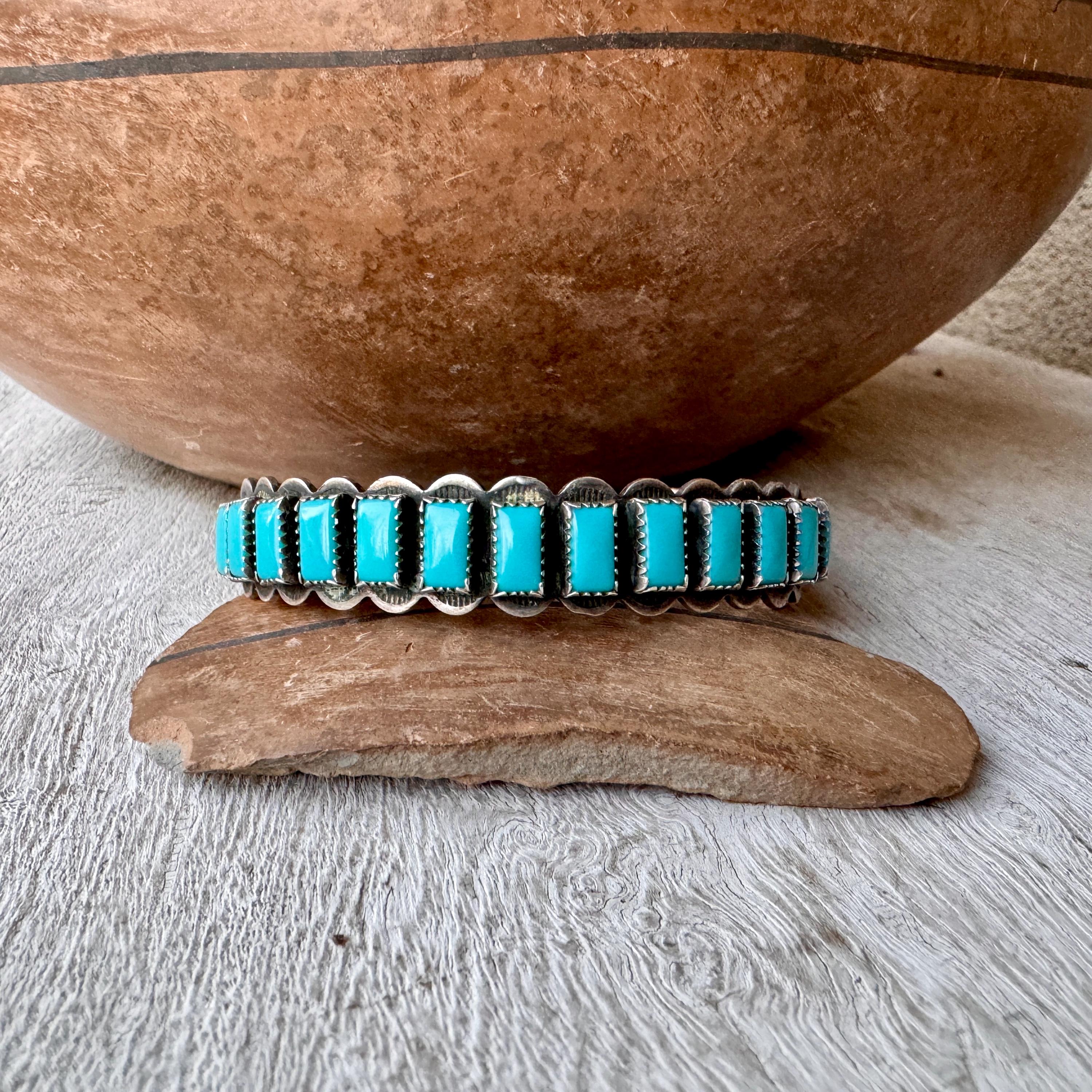 Blocks Of Turquoise Vintage Native American Navajo Sterling Silver Bracelet Cuff Blocks Of Turquoise Vintage Native American Navajo Sterling Silver Bracelet Cuff
