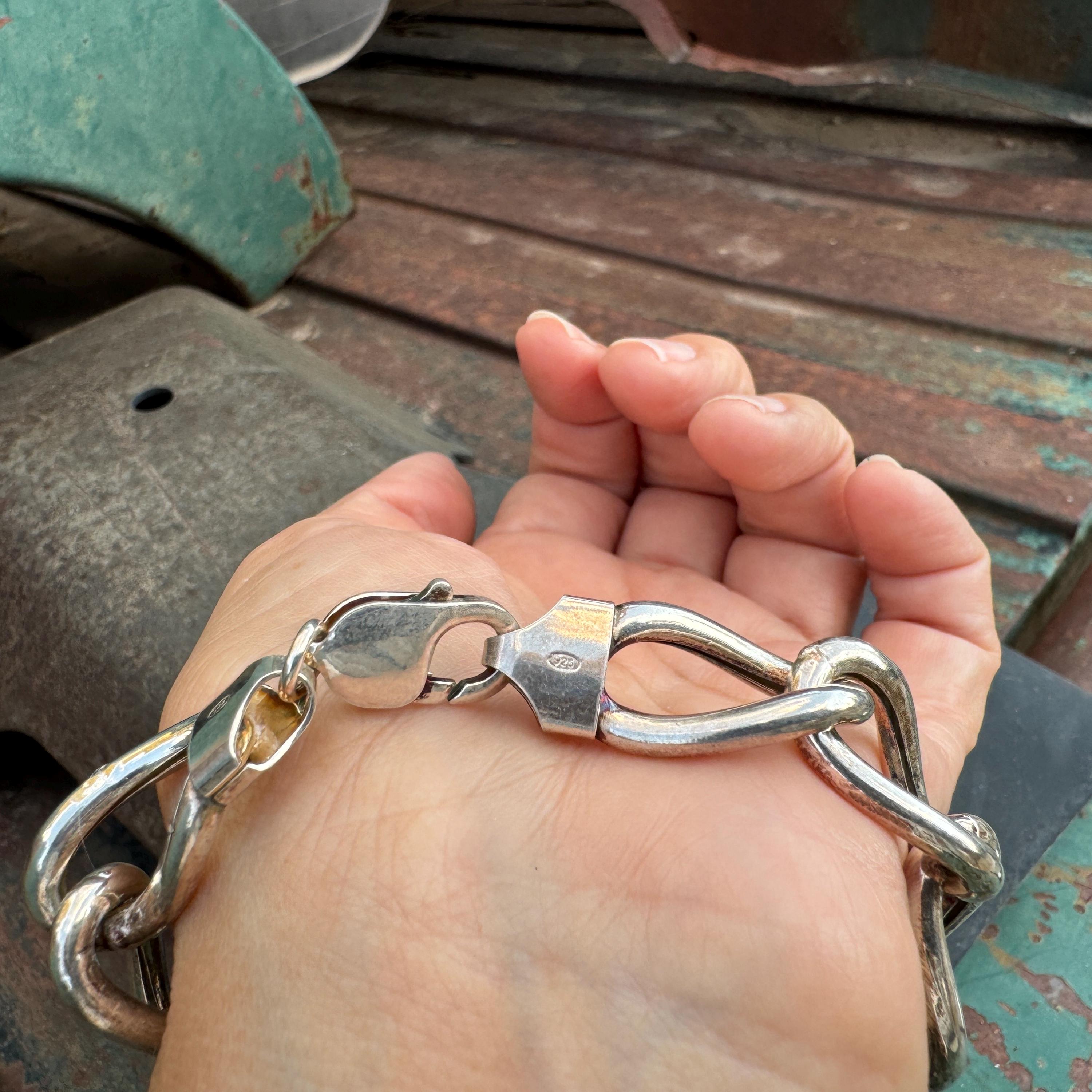Vintage Italian Chunky 925 Sterling Silver Link Bracelet