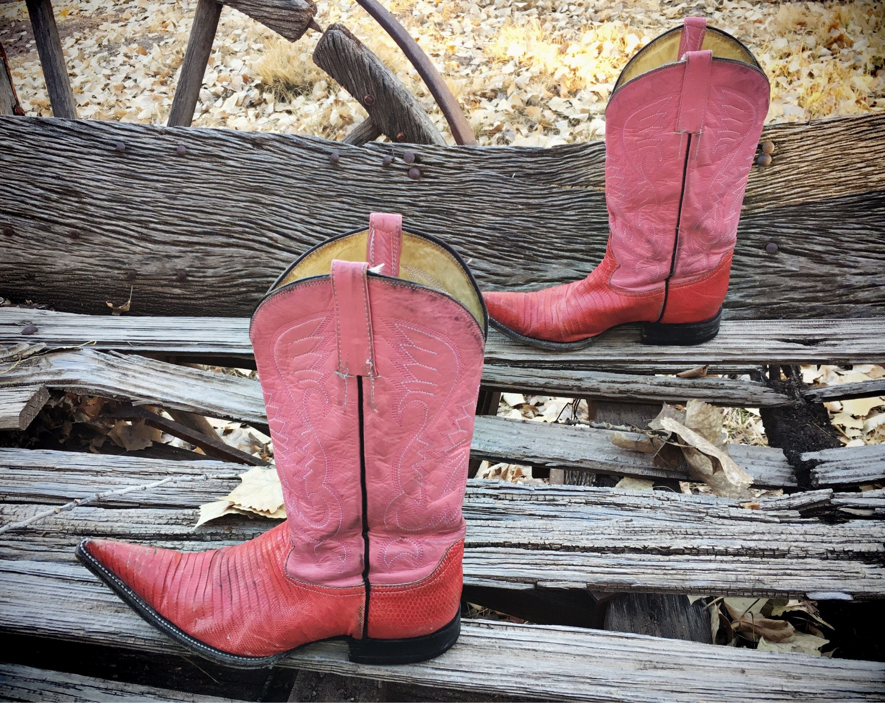 Vintage Mexican Cowboy Boots Women Size 9 Pointy Toe Boots Pink Cowgirl ...