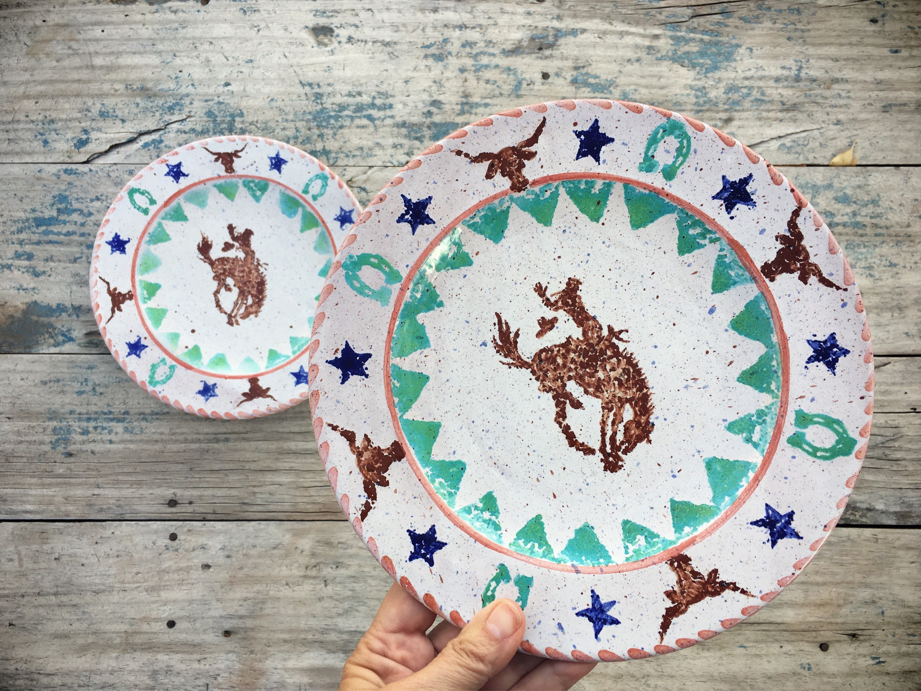 Bucking Bronco Western Plates Cowboy Decor, Western Decor Cowboy Plates