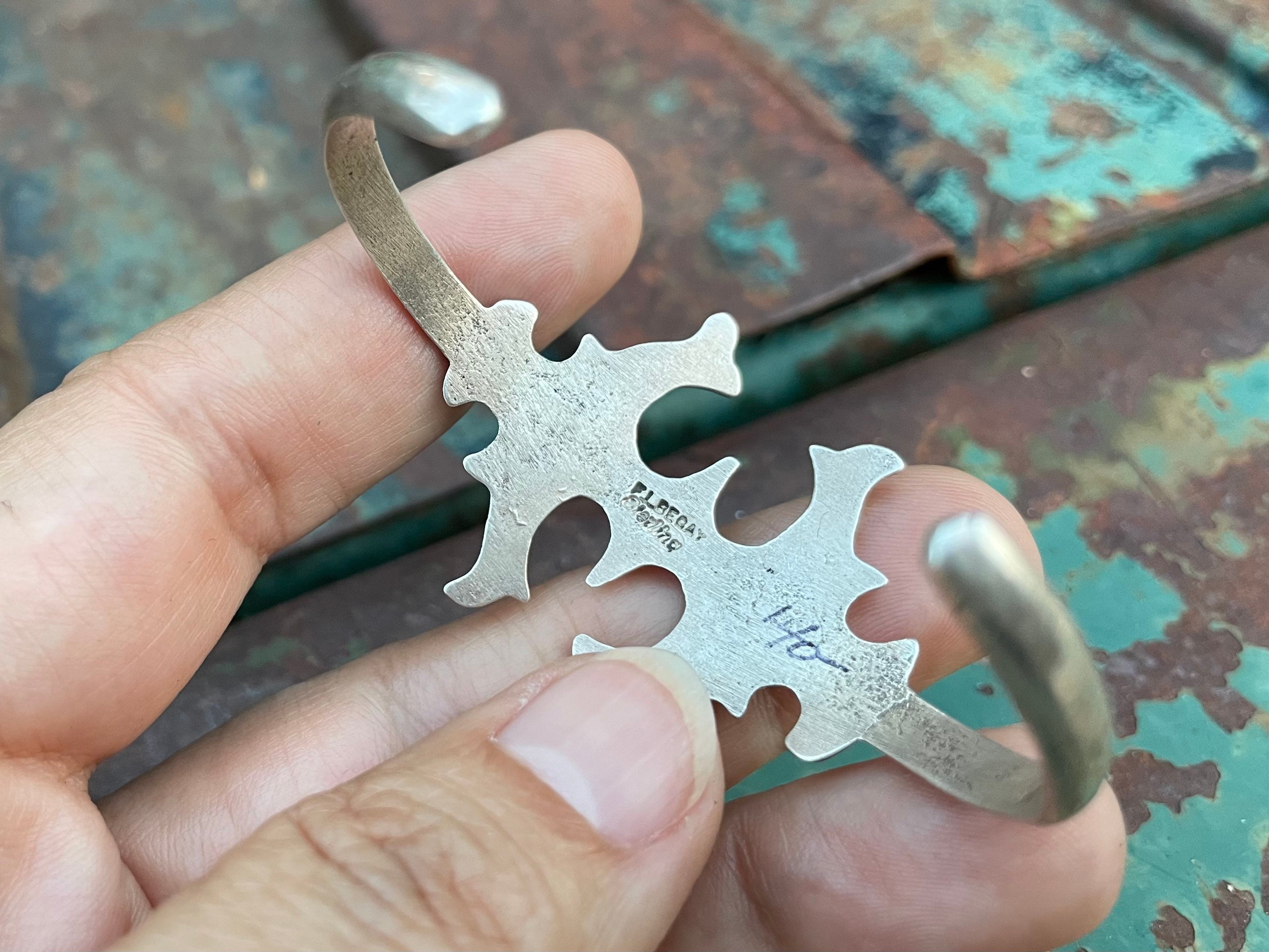 Vintage Dainty Sterling Silver Sandcast Cuff Bracelet for Small Wrist