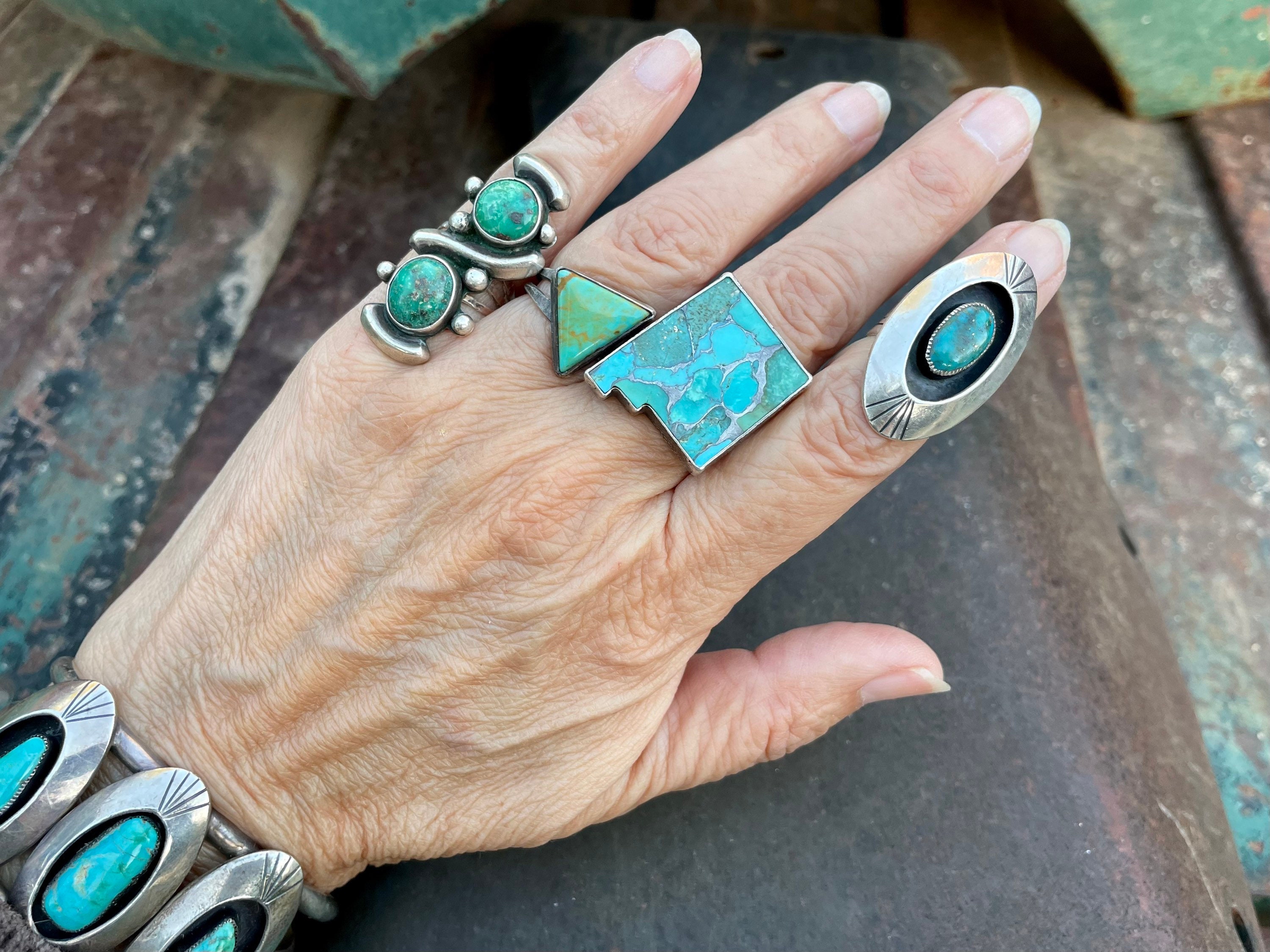 Sterling Silver Turquoise New Mexico State Ring Size 5.25 by Meltdown