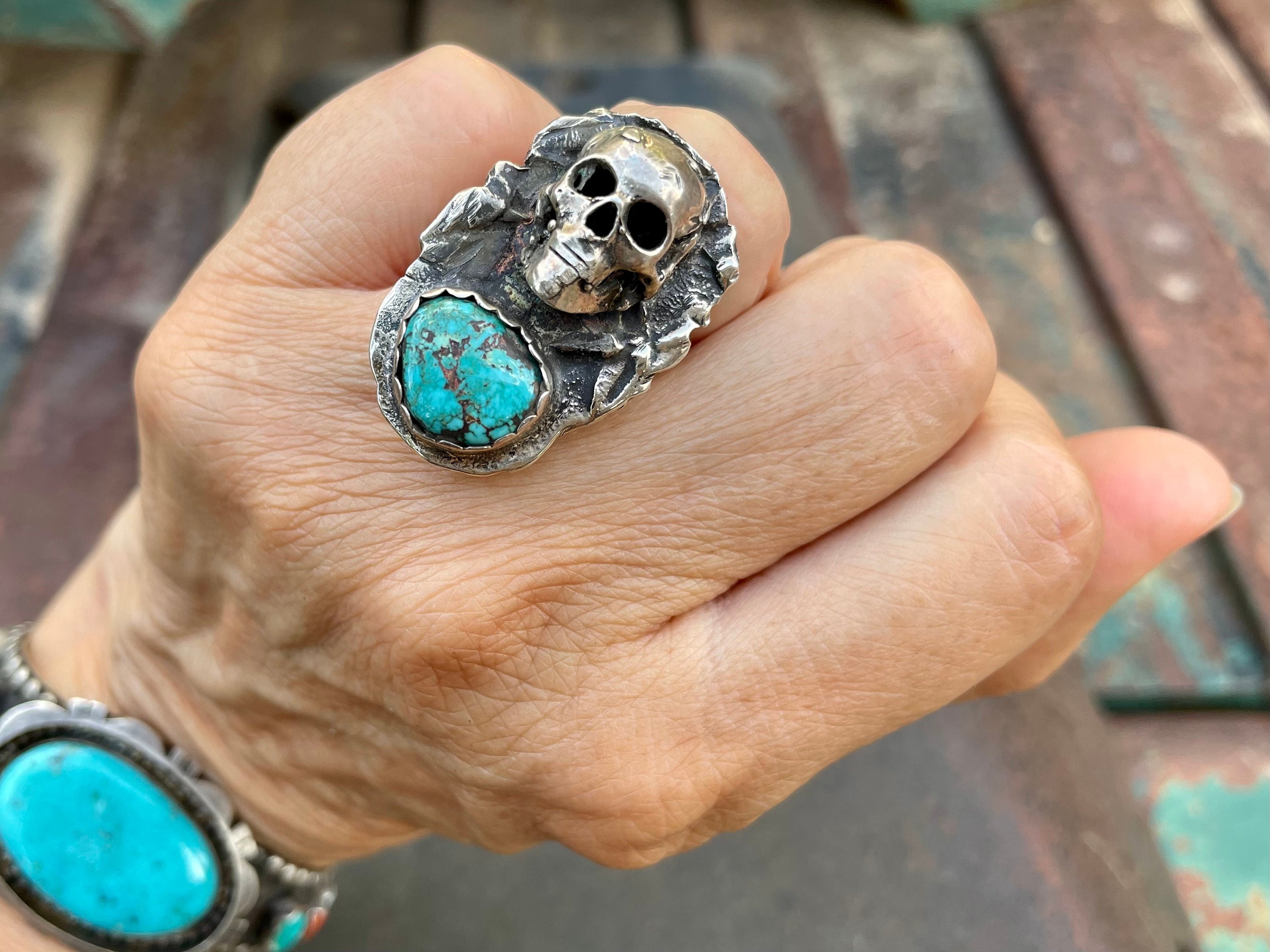 Turquoise discount skull ring