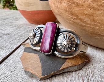 Navajo Chimney Butte Purple Spiny Oyster Sterling Silver Cuff Bracelet Approx 6.25"