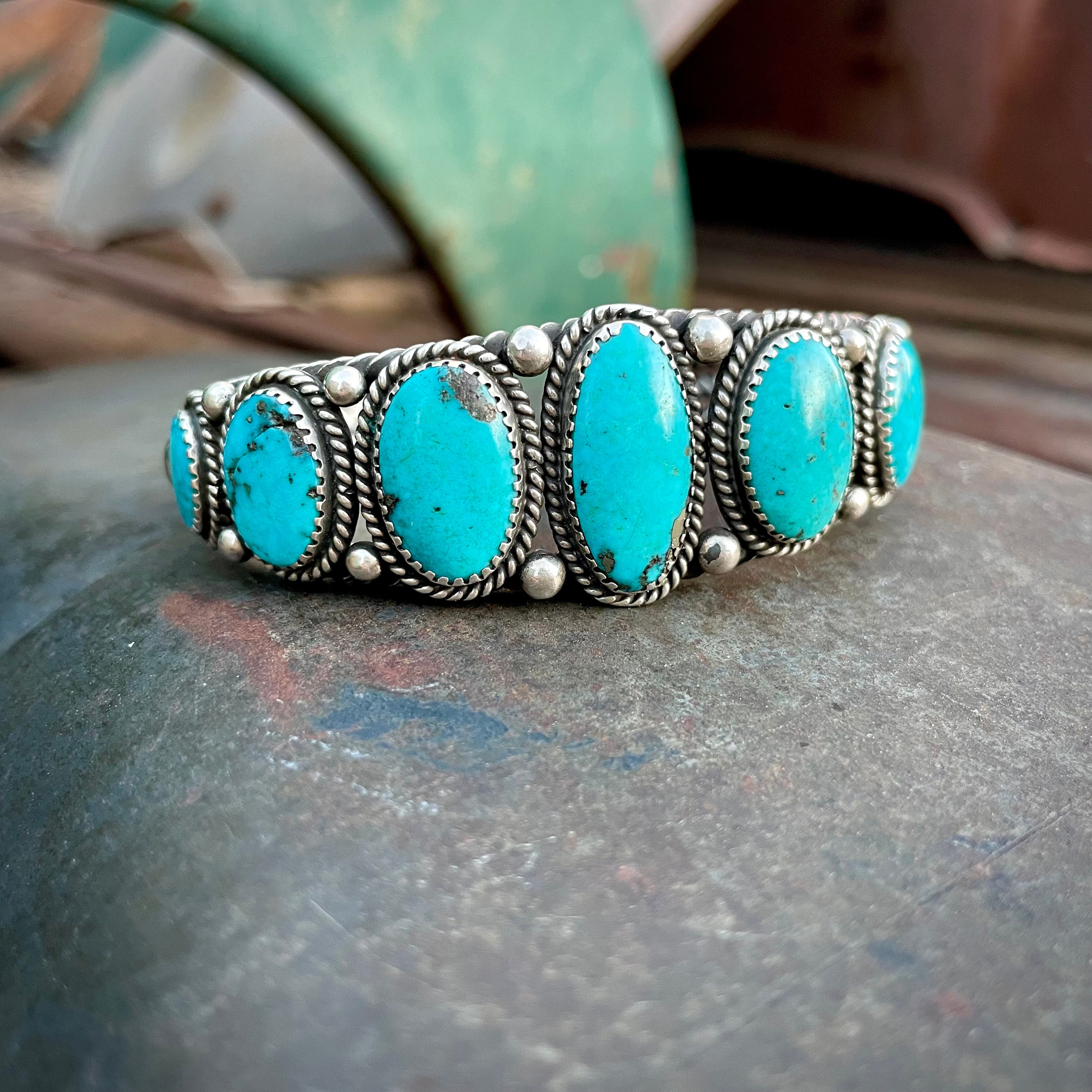 Extremely Detailed Authentic Vintage Native American Navajo Turquoise Sterling Silver Bracelet Extremely Detailed Authentic Vintage Native American Navajo Turquoise Sterling Silver Bracelet