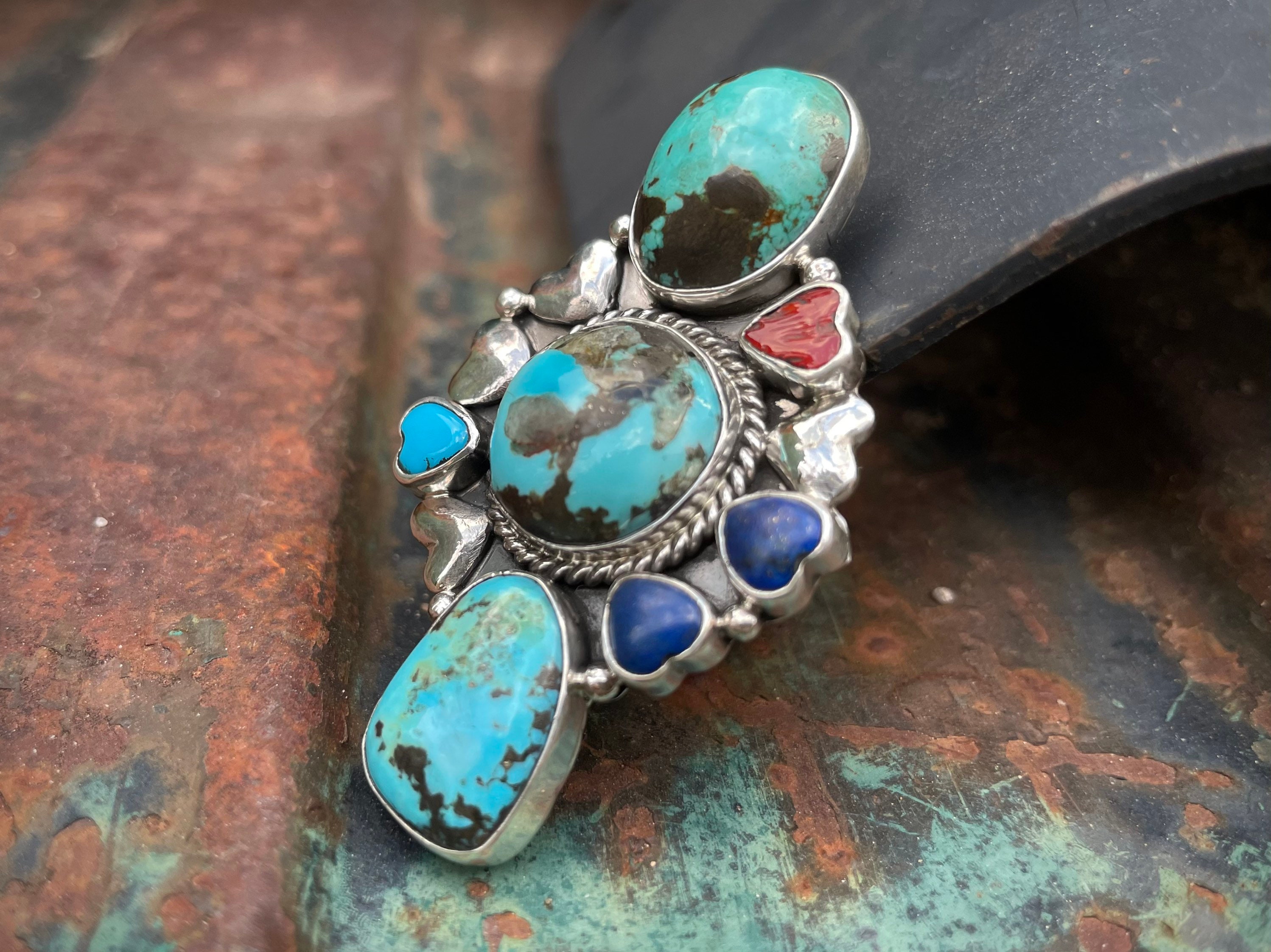 Unbelievable Native American Navajo Coral Sterling Silver Heart Ring Unbelievable Native American Navajo Coral Sterling Silver Heart Ring