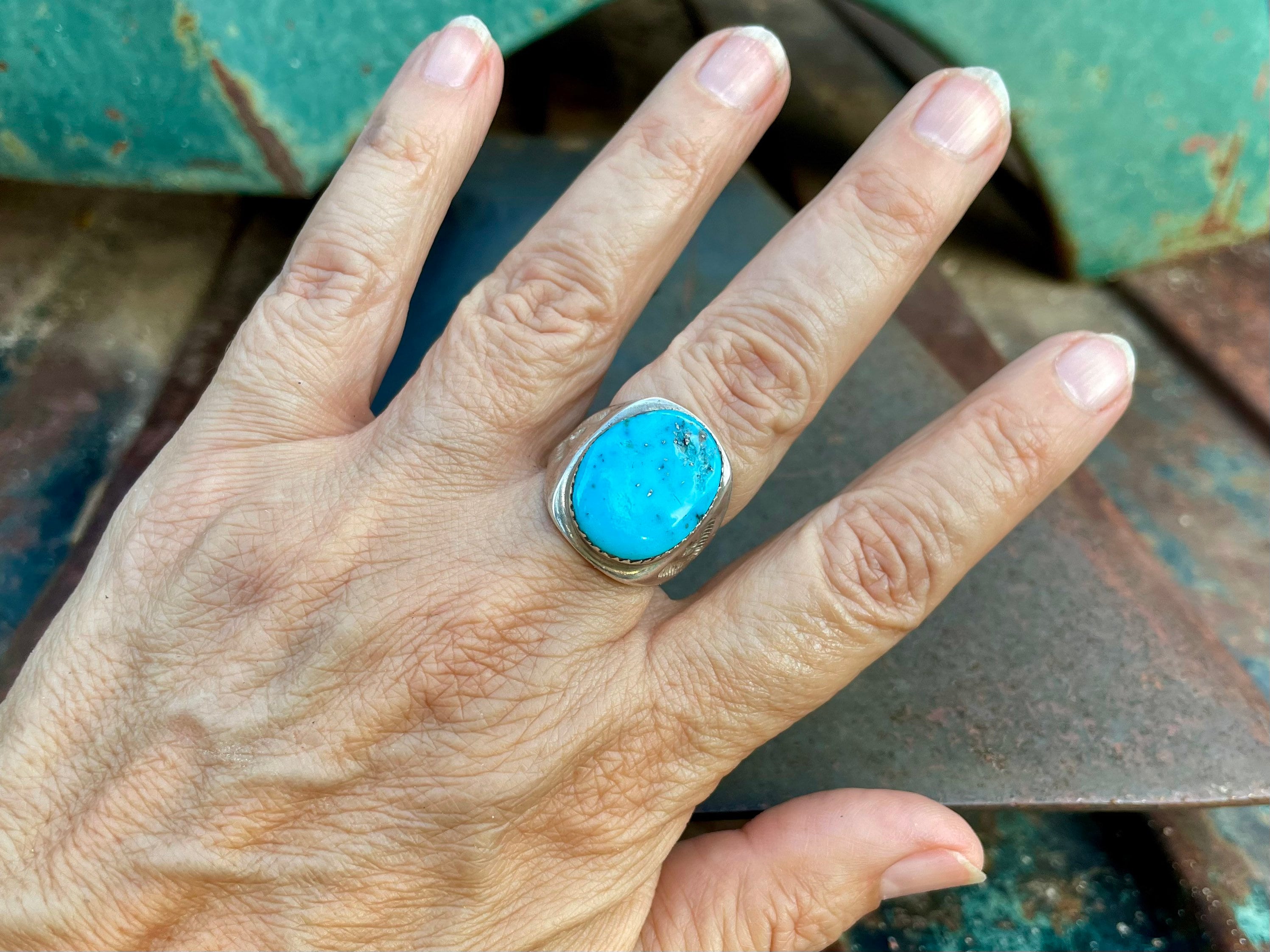 Plated Large Turquoise Nugget Ring Plated Large Turquoise Nugget Ring