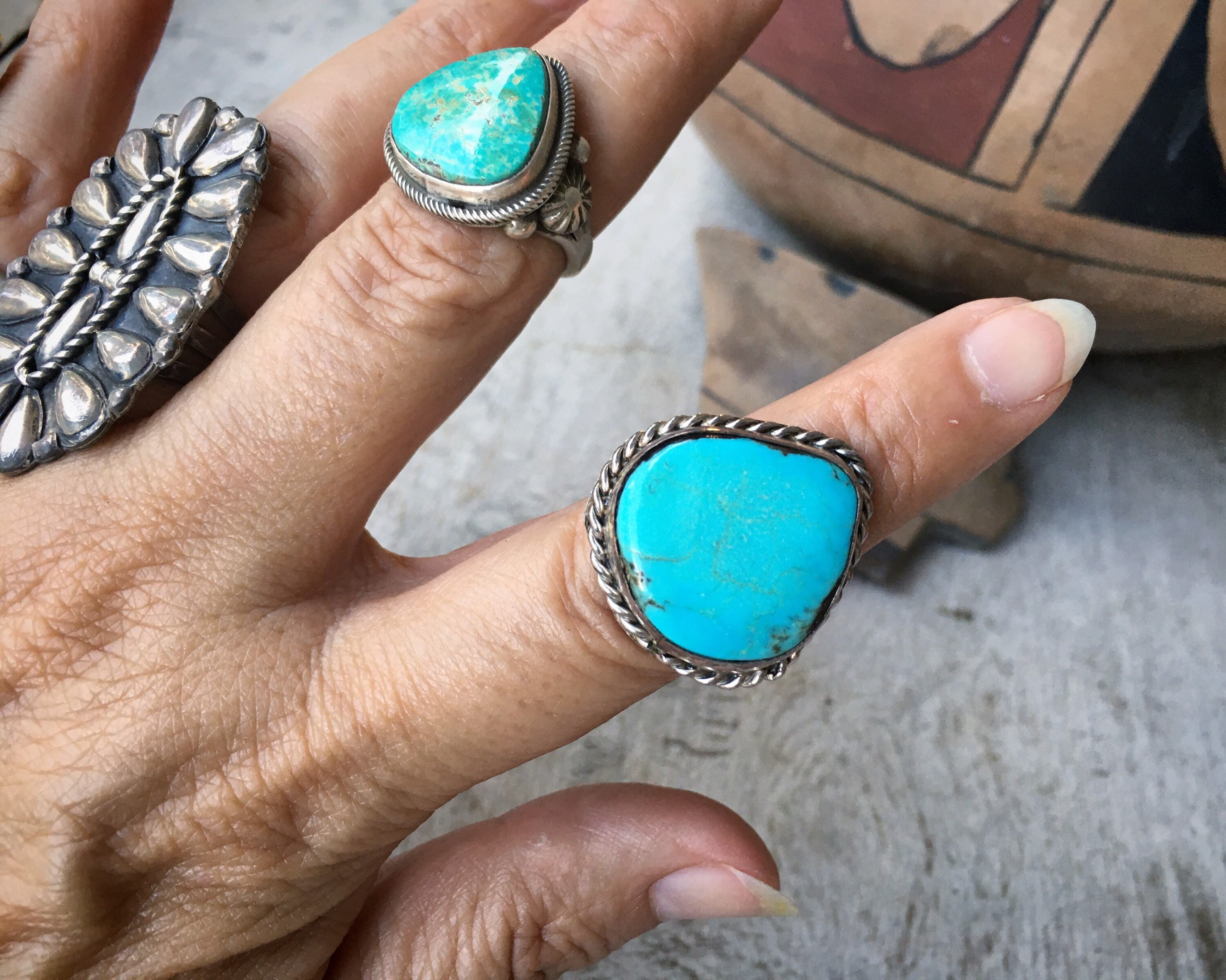 Size 5.75 Vintage Turquoise Sterling Silver Ring for Women, Navajo ...