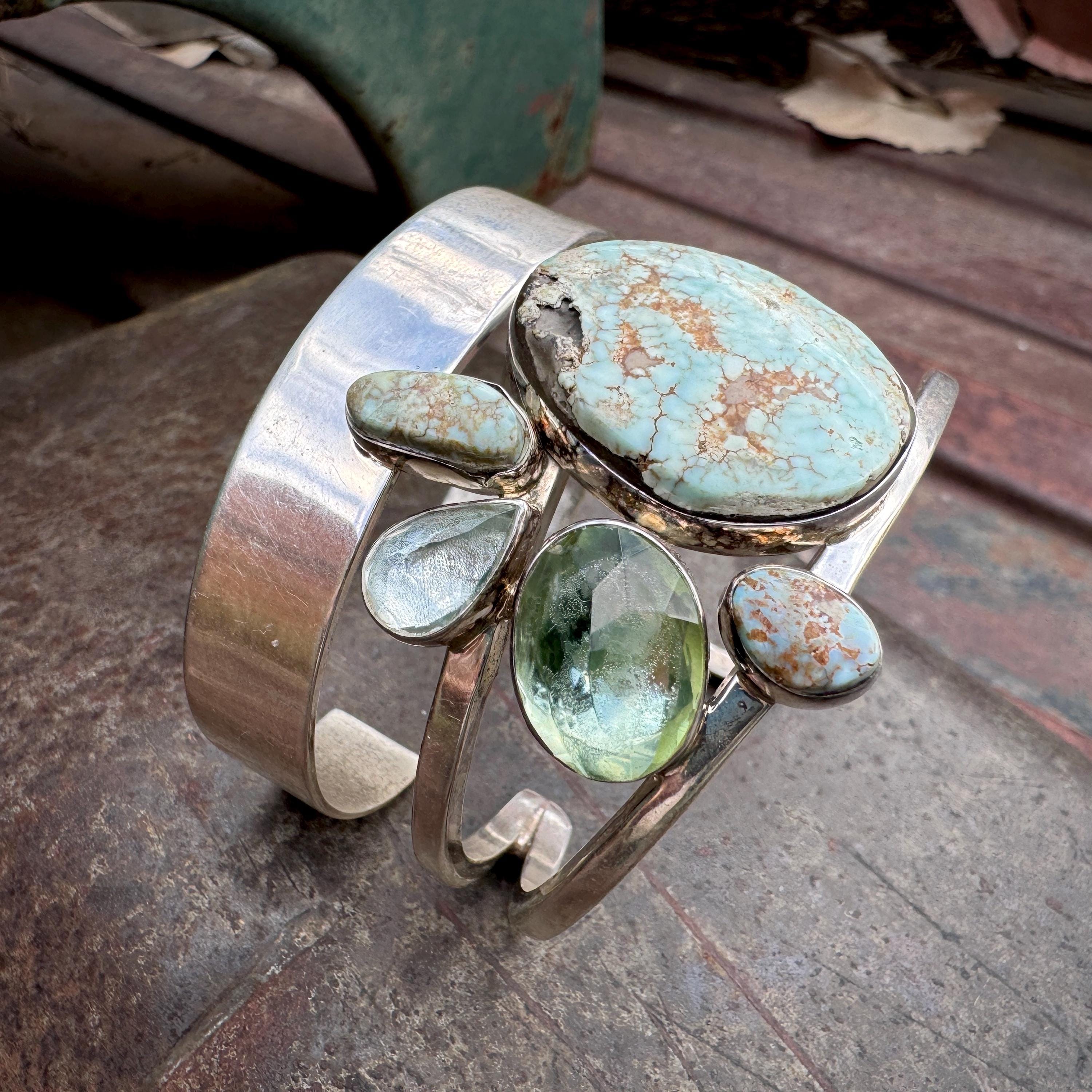 Very Rare Turquoise Mine Modernistic Navajo Dry Creek Turquoise Native American Jewelry Silver Bracelet Very Rare Turquoise Mine Modernistic Navajo Dry Creek Turquoise Native American Jewelry Silver Bracelet