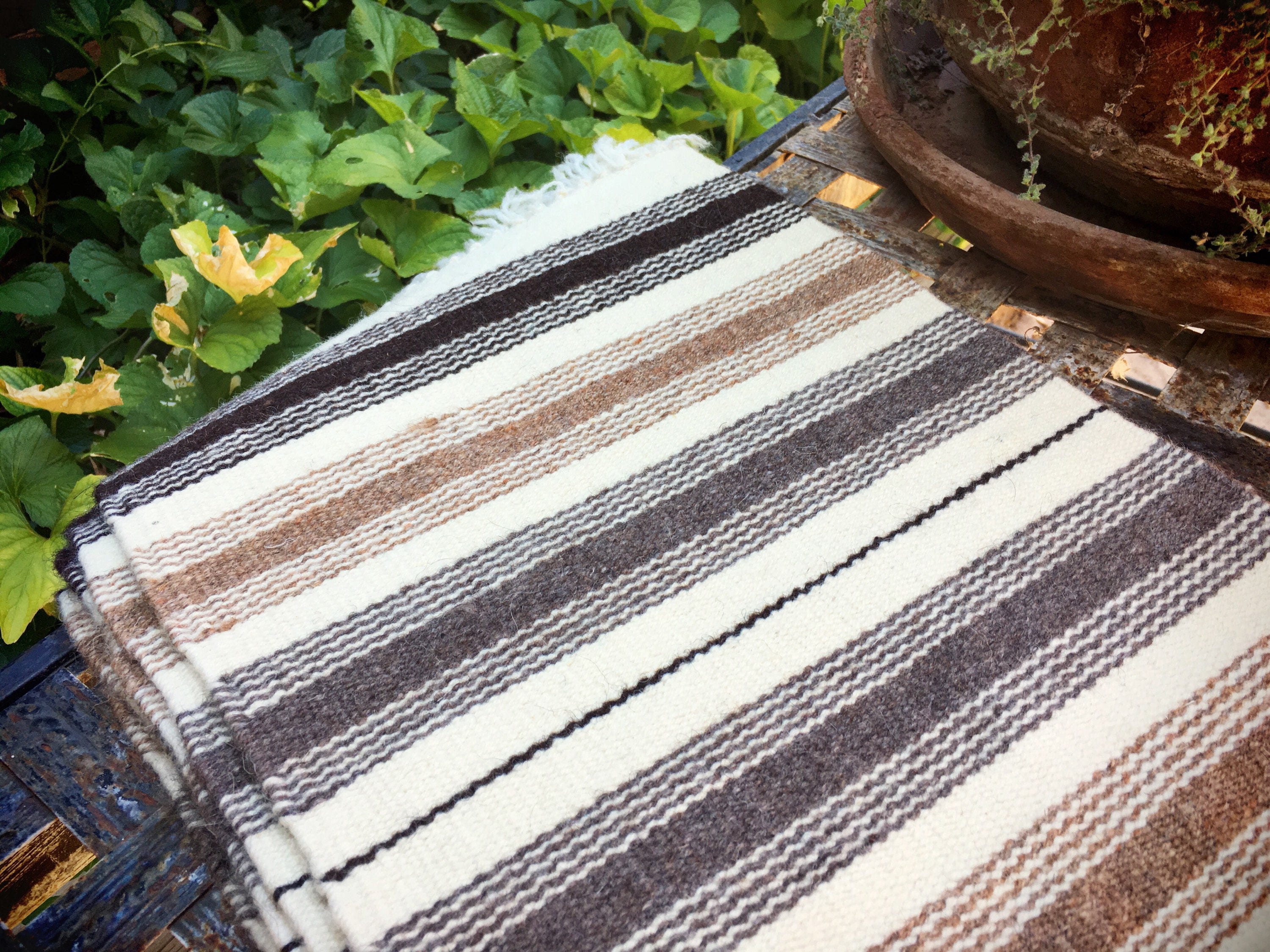 Vintage 11 x 18 handwoven wool place mat Southwestern decor Chimayo placemats woven table runner