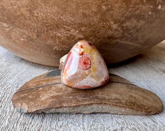 Simple Sterling Silver Agate Ring Approx Size 8, Desert Rose Trading