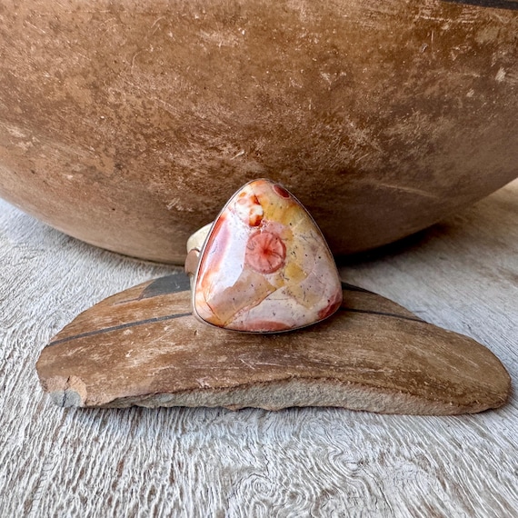 Simple Sterling Silver Agate Ring Approx Size 8, … - image 1